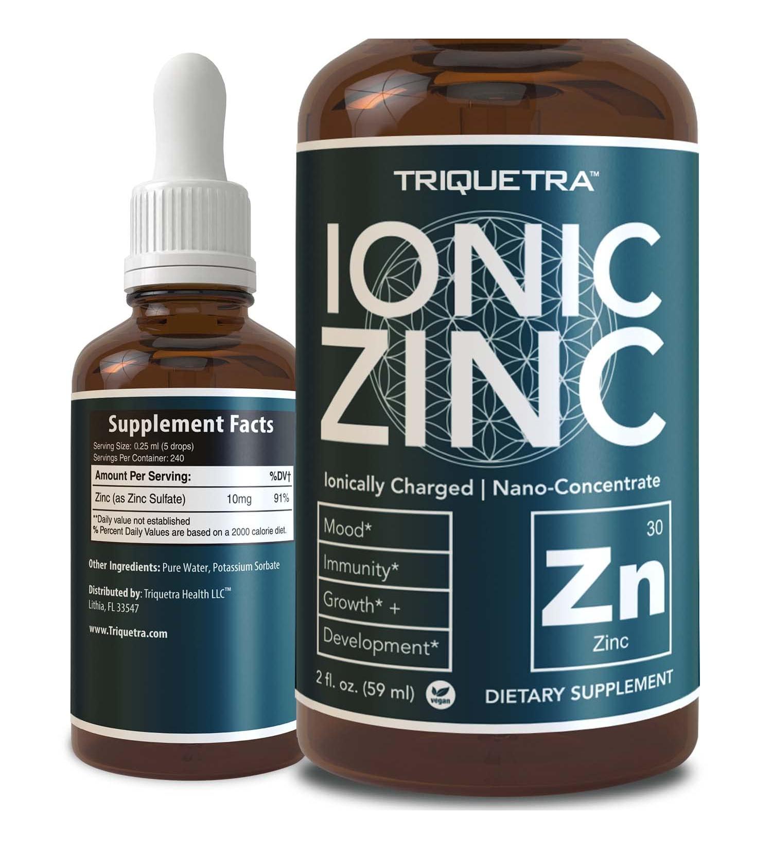 Ionic Liquid Zinc - 8 Month Supply | Adjustable Doses | Vegan Formula | Immunity, Brain & Thyroid Support | Best Absorption | 2 oz. Glass Bottle - Buy Online on GoSupps.com