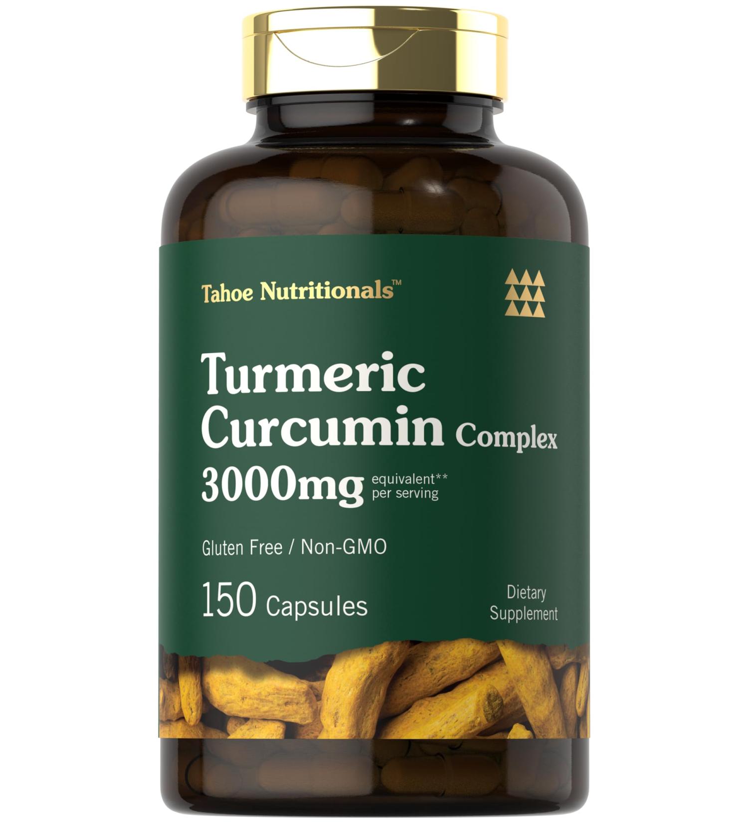 Turmeric Curcumin 3000mg | 150 Capsules | Turmeric Supplement with Black Pepper Extract | Non-GMO Gluten Free Herbal Complex - Buy Online on GoSupps.com