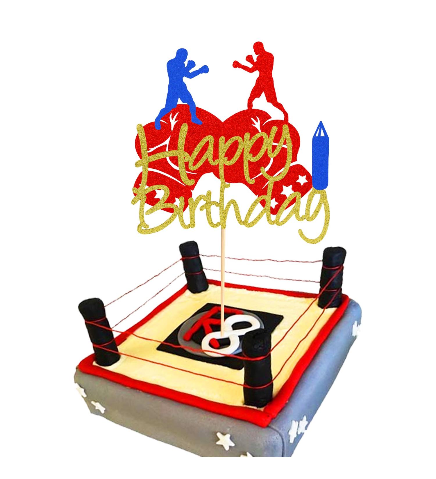 Arthsdite 1Pc Boxing Happy Birthday Cake Topper Boxing Gloves Cake Decorations Sports Birthday Theme Party Cake Decoration Supplies Boxing Cake Topper - Buy Online on GoSupps.com