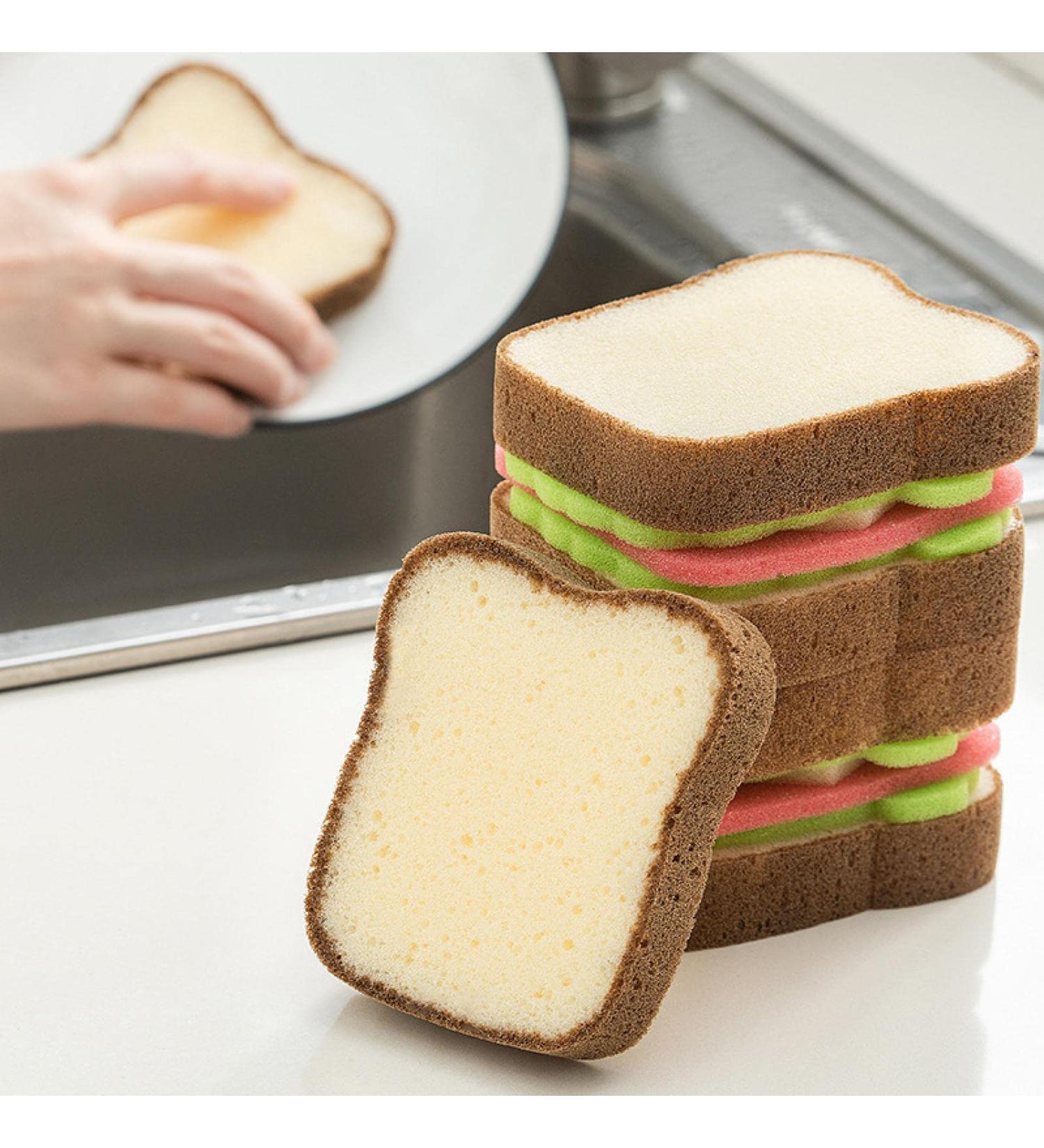 Toast Shape Dishwashing Sponge Washable Dishwashing Tools Pots and Pans Kitchen Accessories Home Cleaning Gadgets Toaststyle1packof3pieces - Buy Online on GoSupps.com