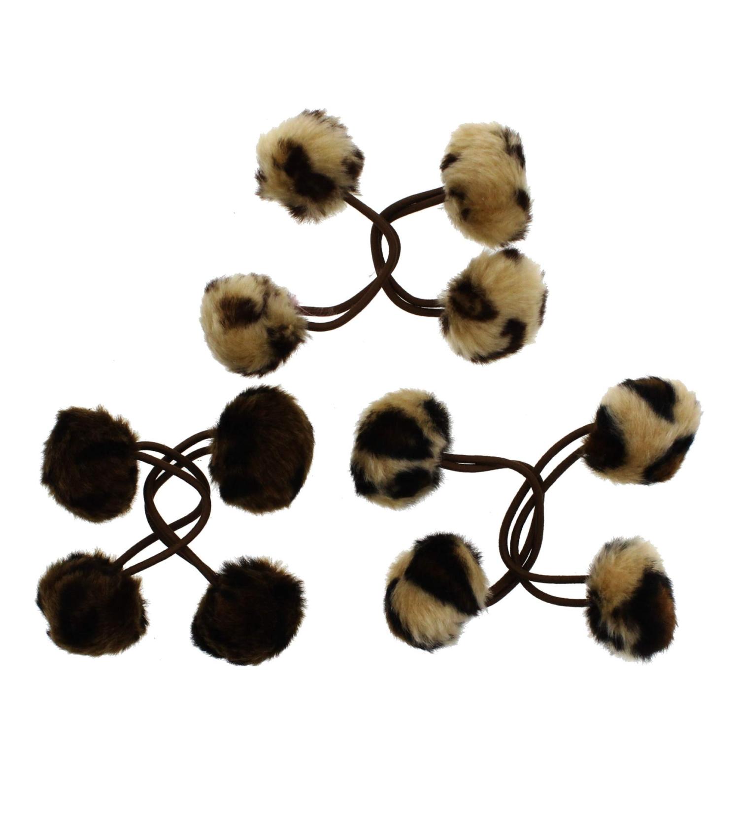 Zac's Alter Ego Set of 3 Leopard Print Hair Pom Pom Elastics - Buy Online on GoSupps.com