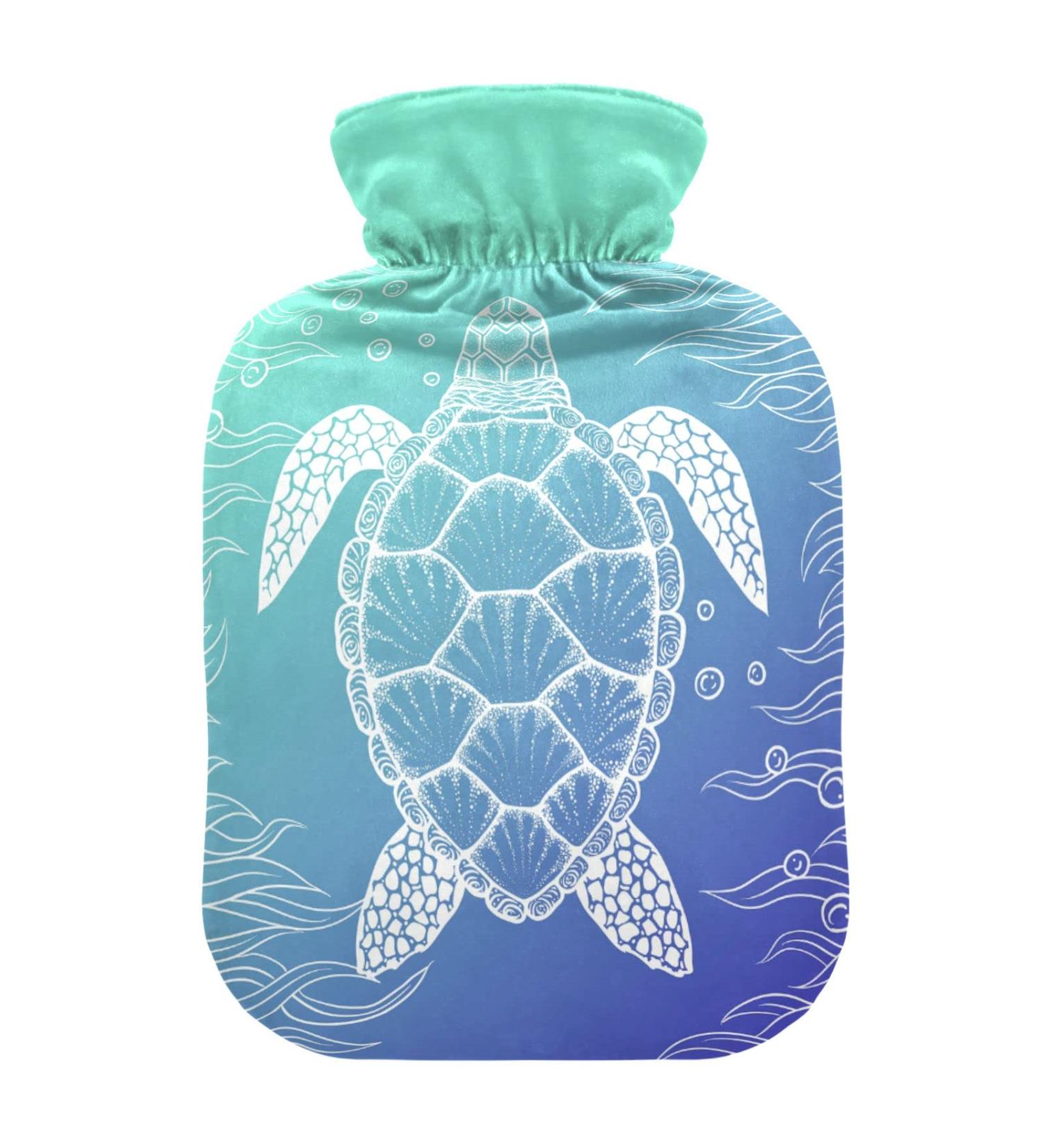Turtle Sea Hot Water Bottle 1L - Pain Relief for Headaches Back Pain & Cold Hands/Feet - Cozy Cover Included - Buy Online on GoSupps.com