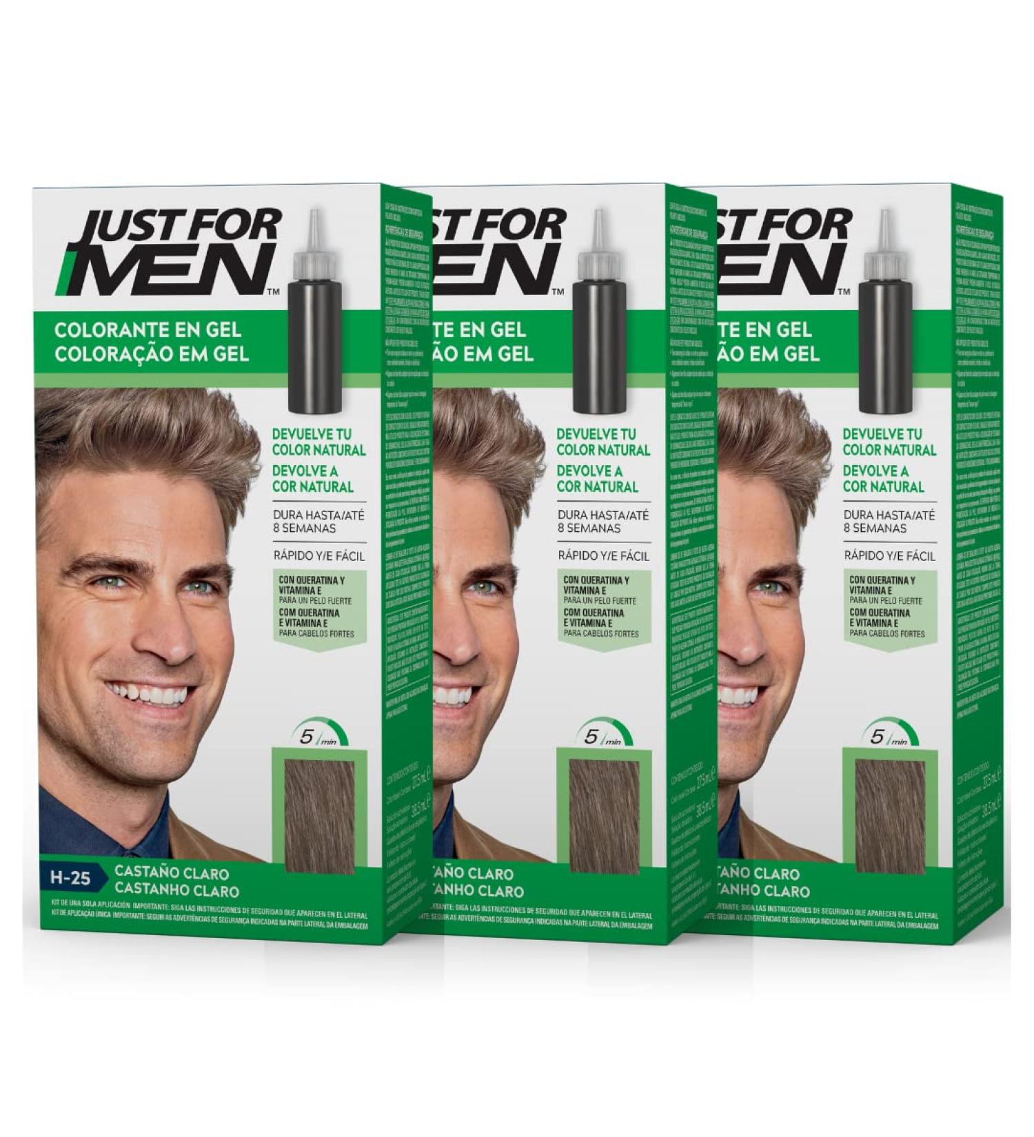  Just for men Just For Men Hair Gel Dye for Men Covers Only Grey Hair Restores Original Color for Natural Look Light Brown Color H25 (Pack of 3) - Buy Online on GoSupps.com