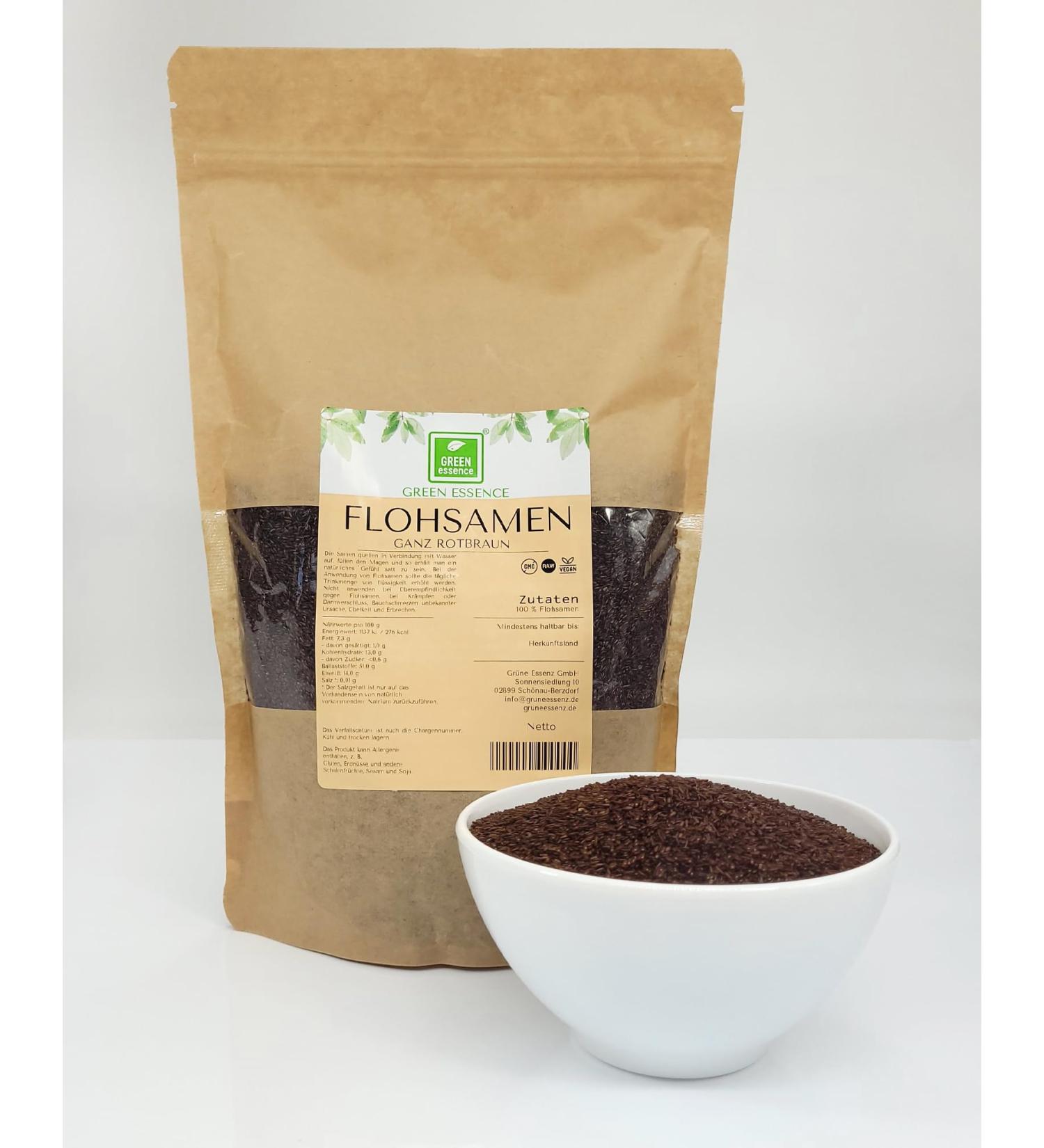 Psyllium 1 kg - Natural Fiber Supplement | Green Essence | Vegan Lactose-Free Food Quality Red-Brown | International Shipping - Buy Online on GoSupps.com