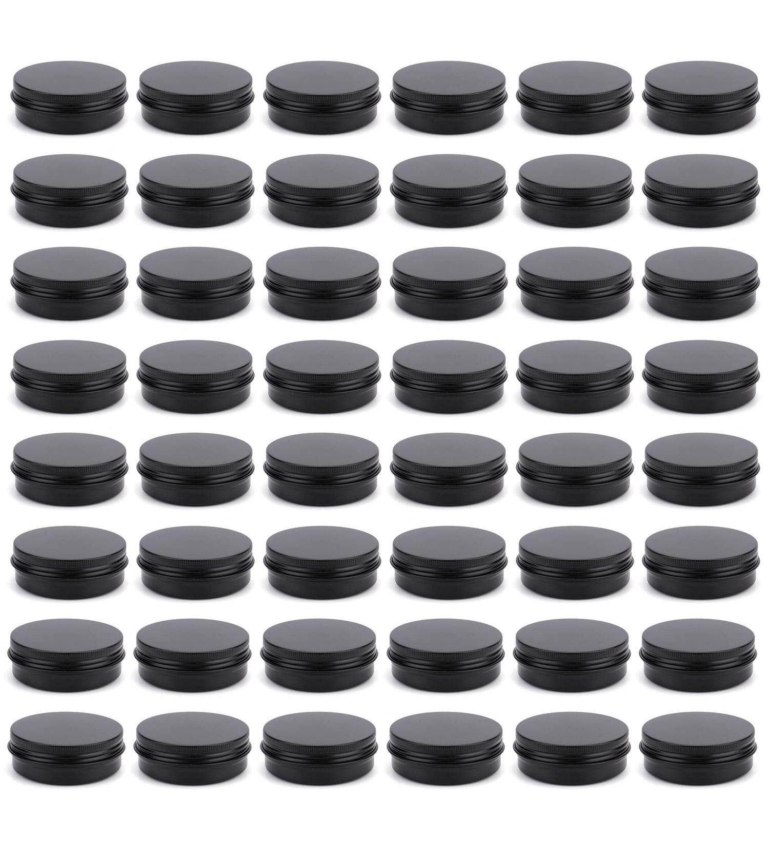 Foraineam 48 Pack 2 oz Matte Black Lip Balm Tin Cans with Screw Lid - Buy Online on GoSupps.com
