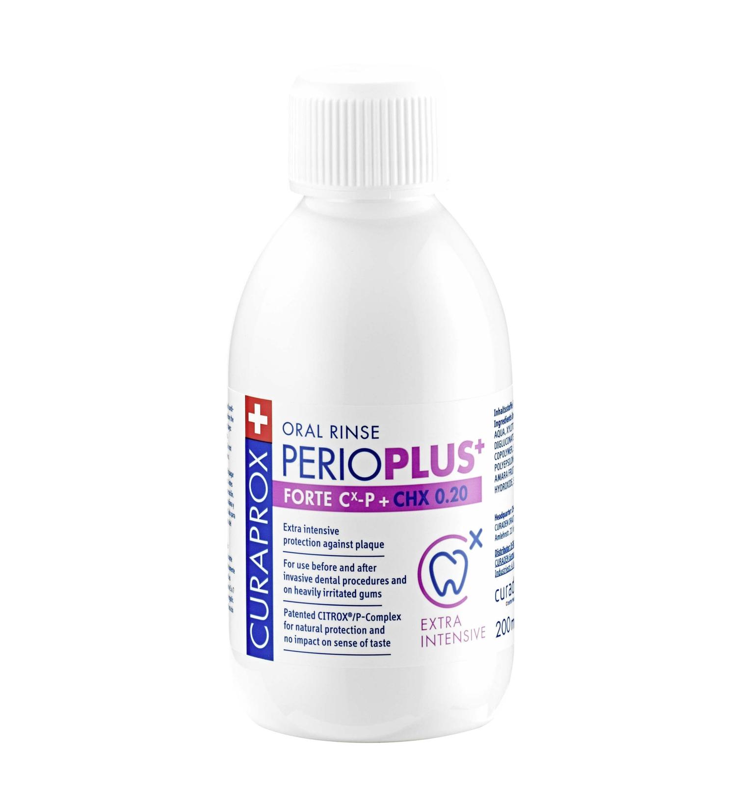 Curaprox Perio Plus Forte Citrix Mouthwash 200ml - Alcohol-Free 0.20% Chlorhexidine Refreshing Taste for Bad Breath & Inflammation - International Shipping Available - Buy Online on GoSupps.com