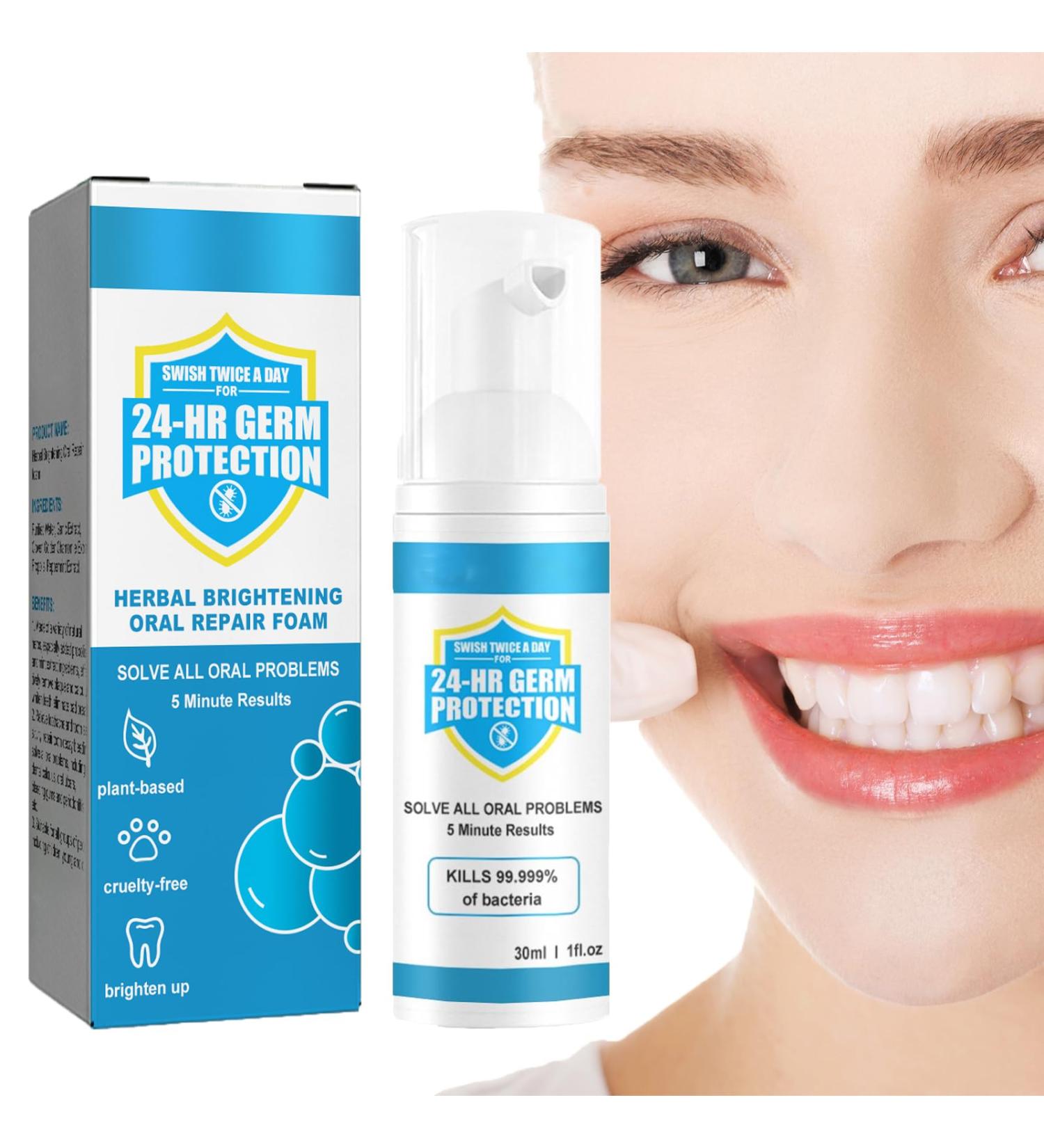 Herbal Brightening Oral Repair Foam Herbal Super Whitening Teeth Teeth Whitening Foam Mousse Jorondy Teeth Mouthwash Teeth Whitening Foam Teeth Whitening Mouthwash - Buy Online on GoSupps.com