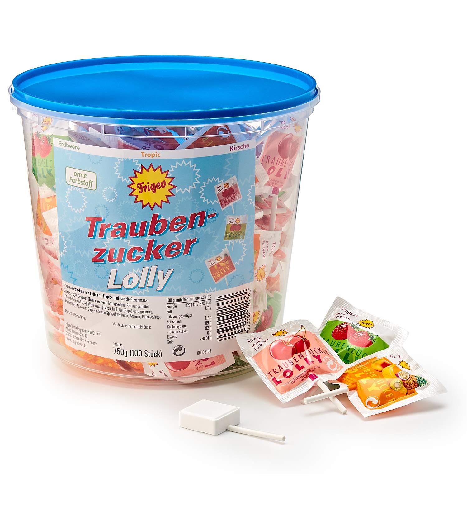 Frigeo Glucose Lollies - Strawberry Tropic & Cherry Flavors | 100 Pieces - 750g Bucket | International Shipping Available - Buy Online on GoSupps.com