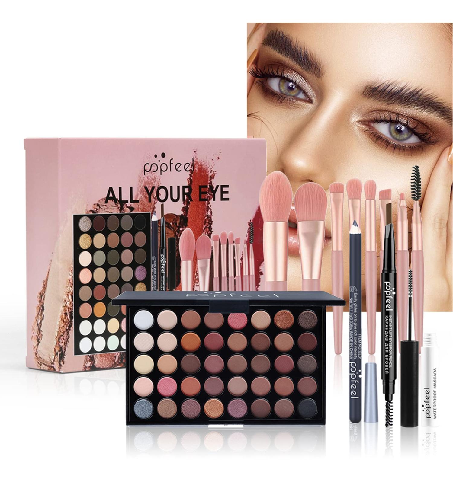 Joyeee 40 Colours Eyeshadow Palette Makeup Gift Set Combination with Mascara Eyebrow Pencil Eyeliner Cosmetic Brushes Essential Starter Bundle for Women Girls Portable Eye Makeup Beauty Travel Set Type-D - Buy Online on GoSupps.com