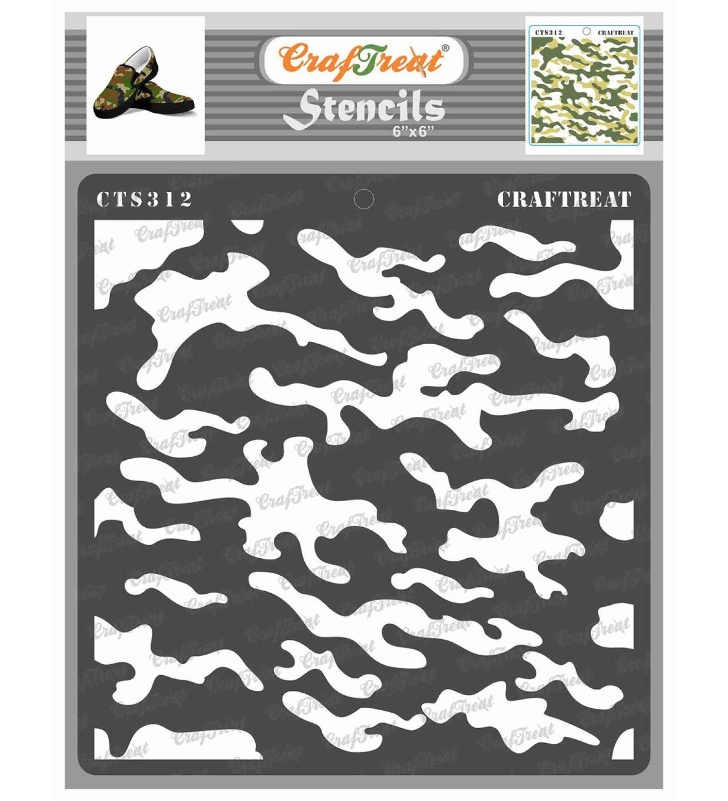 CrafTreat Camouflage Stencils - 6x6 Inches - Reusable DIY Art Stencils for Wood, Canvas, Paper, Fabric, Floor, Wall, and Tile | Camouflage Pattern - Buy Online on GoSupps.com