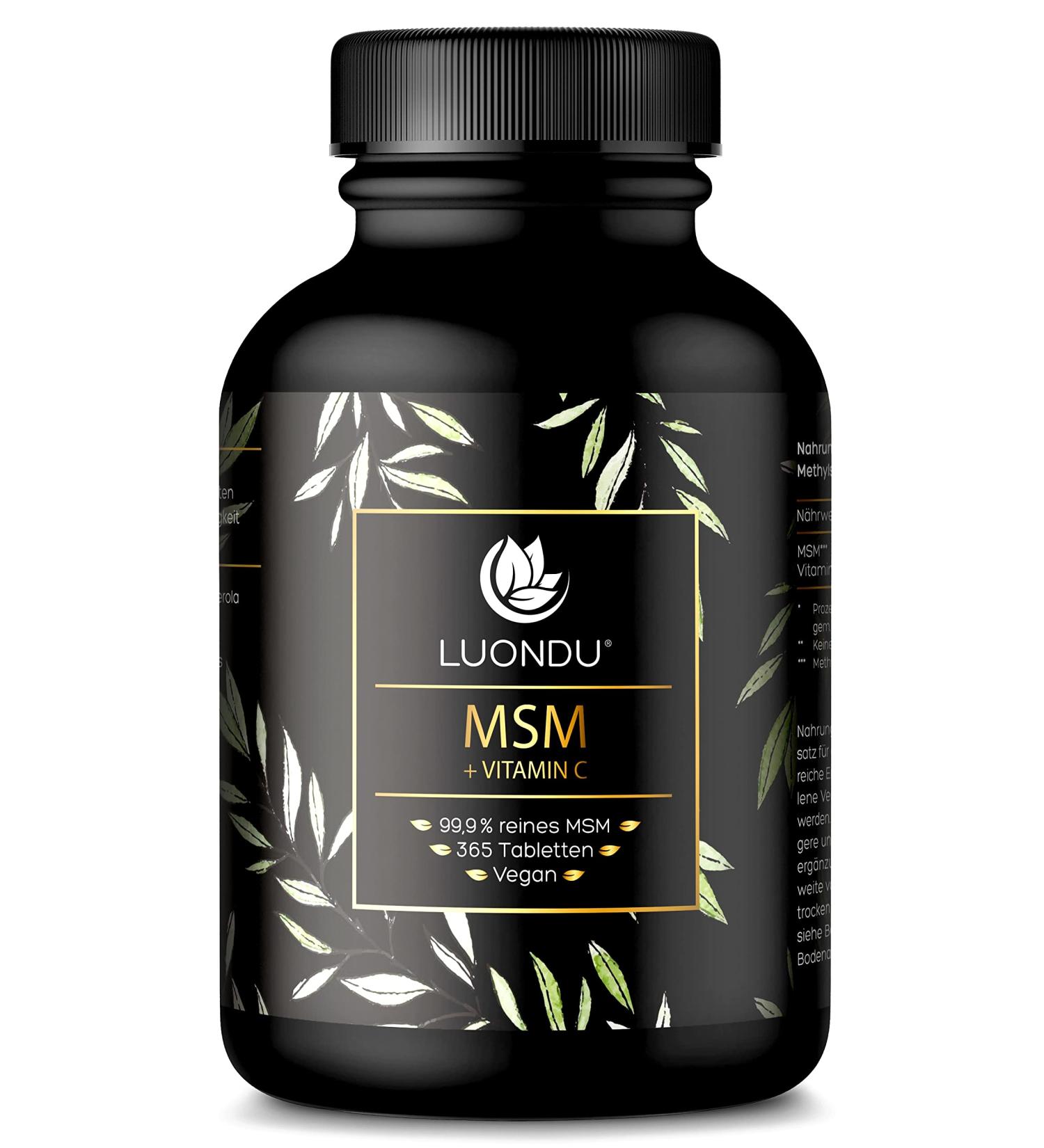 Buy Luondu MSM 2000mg with Vitamin C - 365 Vegan Tablets High Dose Sulfur No Additives - Boost Wellness Internationally - Buy Online on GoSupps.com