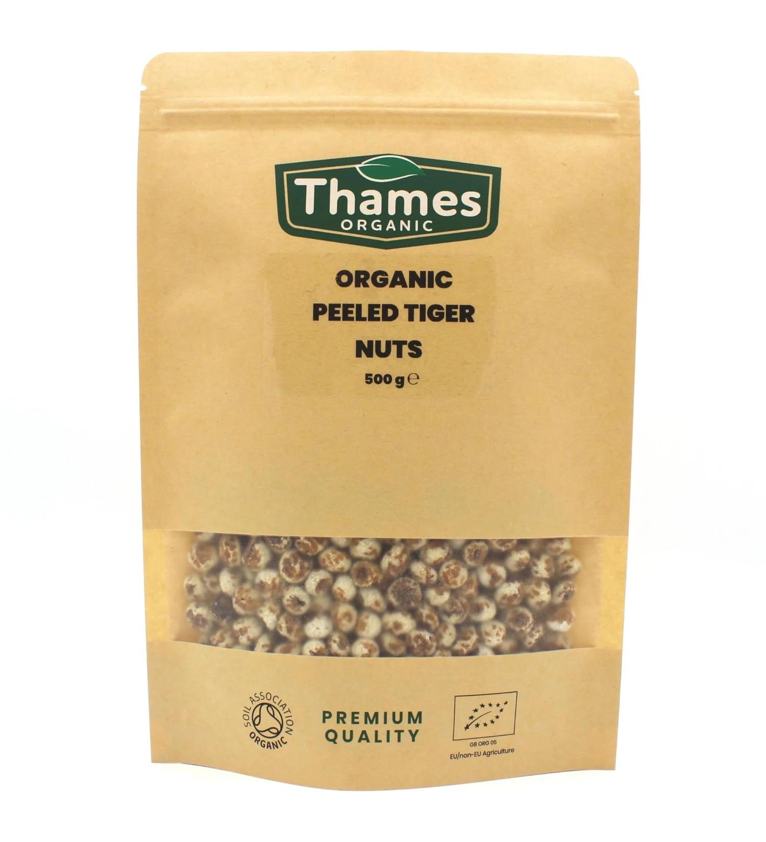 Organic Peeled Tiger Nuts - Whole Raw Vegan No Additives No Preservatives - High in Fiber Protein and Essential Fats - Perfect for Snacking Baking and Cooking - Thames Organic 500g Sweet 500g - Buy Online on GoSupps.com