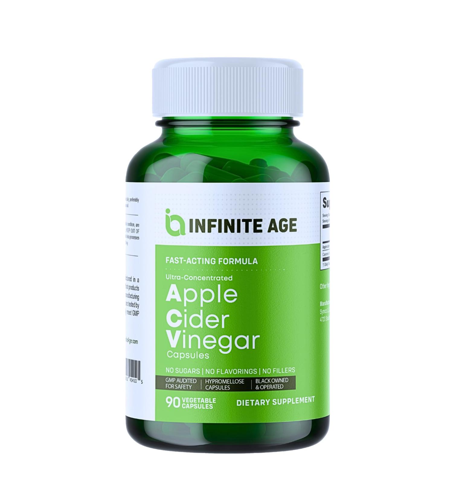 INFINITE AGE 1950mg Apple Cider Vinegar Capsules - 90 Count USA Made Vegan Gluten Free All-Natural with Cayenne | Ultra Concentrated Formula - Buy Online on GoSupps.com