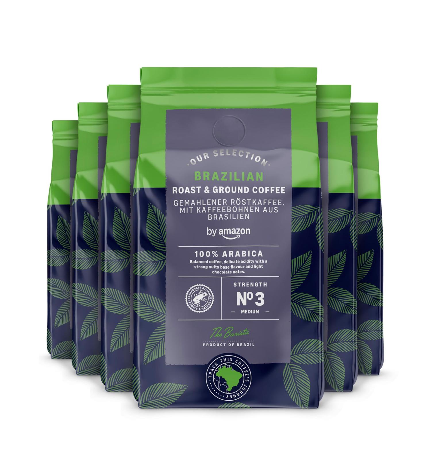 Our Selection by Amazon torr fi et Br silien Caf moulu torr faction moyennement pouss e 1.36kg 227g lot de 6 - Certifi Rainforest Alliance Brazilian 227 g (Lot de 6) - Buy Online on GoSupps.com