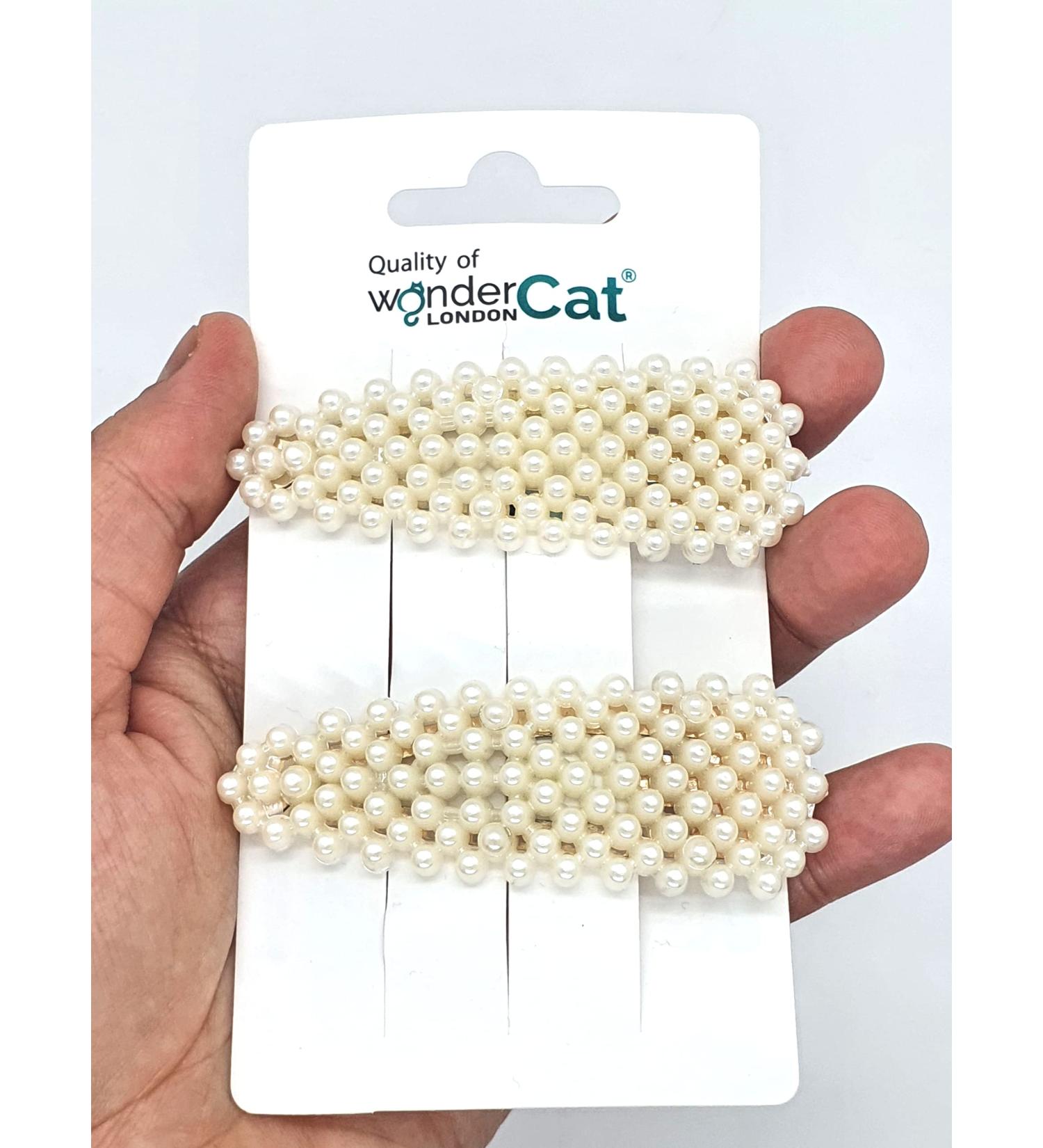 Pearl Hair Clips Set for Women and Girls - 2 Pcs Hair Barrettes and Hairpins (Z2PEACLB) - Buy Online on GoSupps.com