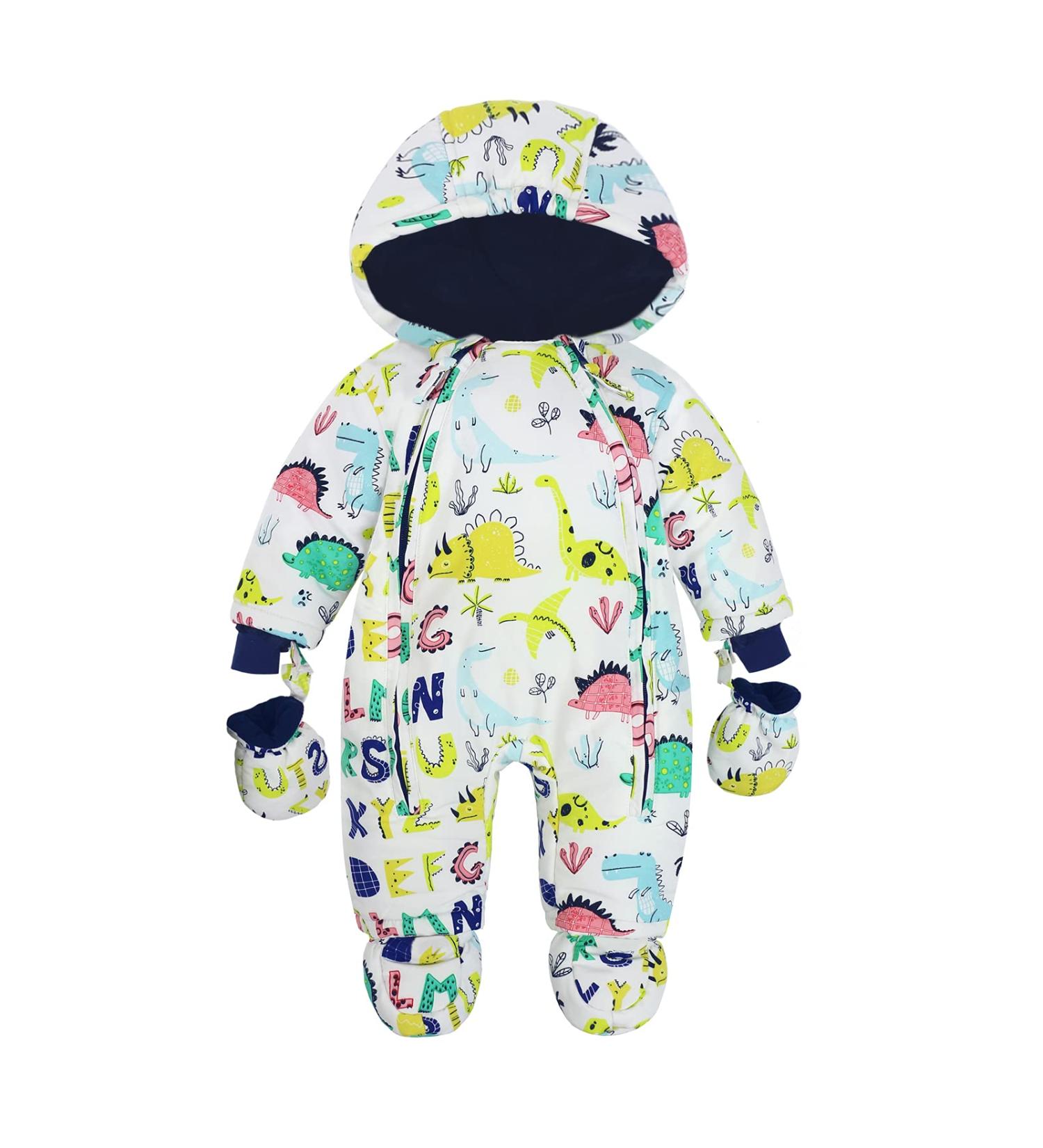 Hooded Baby Boys Winter Snowsuit Romper | Cotton Jumpsuit Outfit with Gloves & Booties | 3-6 Months - Buy Online on GoSupps.com