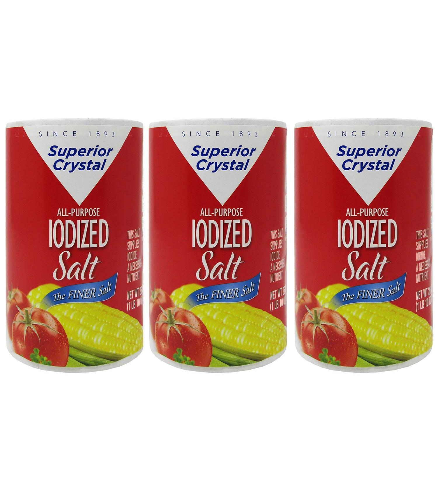Salt Superior Crystal Iodised Salt 26oz 3 Pack - Finely Refined Quality - Buy Online on GoSupps.com