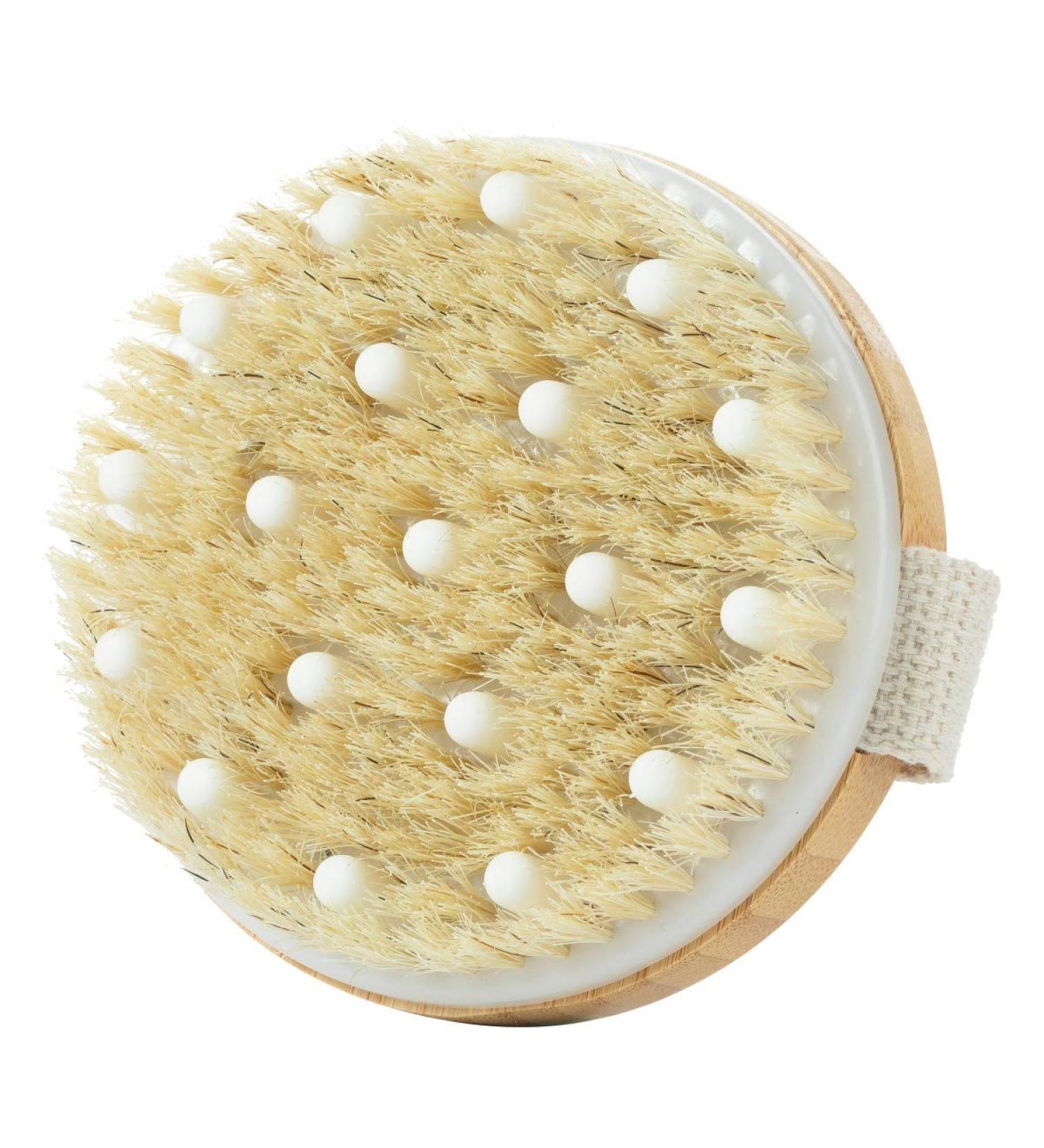 KAKOOI Exfoliating Body Brush with Massage Nodes - 1-piece Round Dry Skin Brush - Buy Online on GoSupps.com