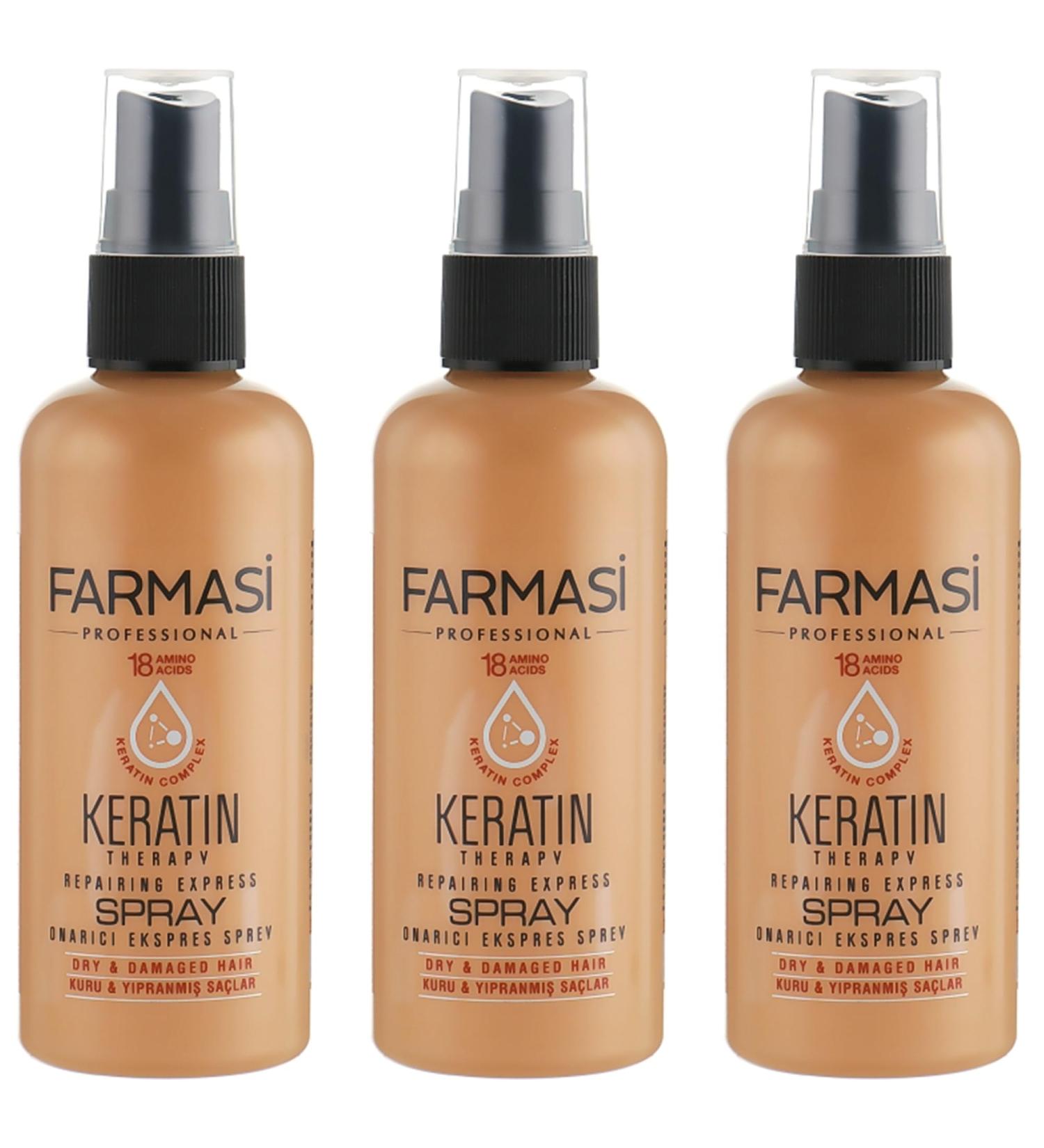 FARMASi 3-Pack Keratin Therapy Repairing Hair Spray - Hair Treatment Keratin Enriched Haircare Lightweight All Hair Types Hair Strengthening