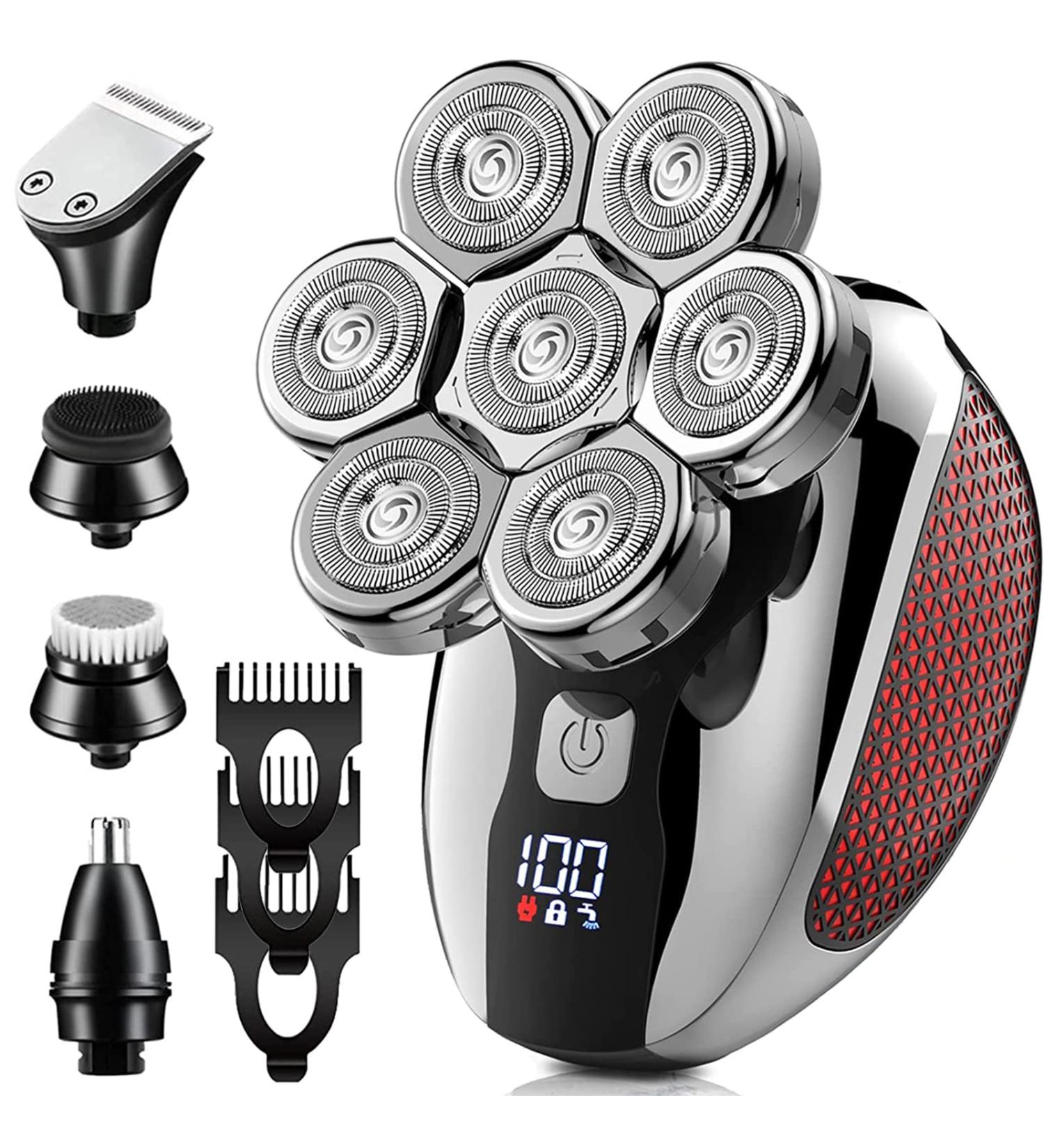 7D Electric Head Shaver for Men | Waterproof Wet&Dry | Bald Head Shaver with Hair Sideburns Trimmer | 6 in 1 Cordless Grooming Kit - Buy Online on GoSupps.com