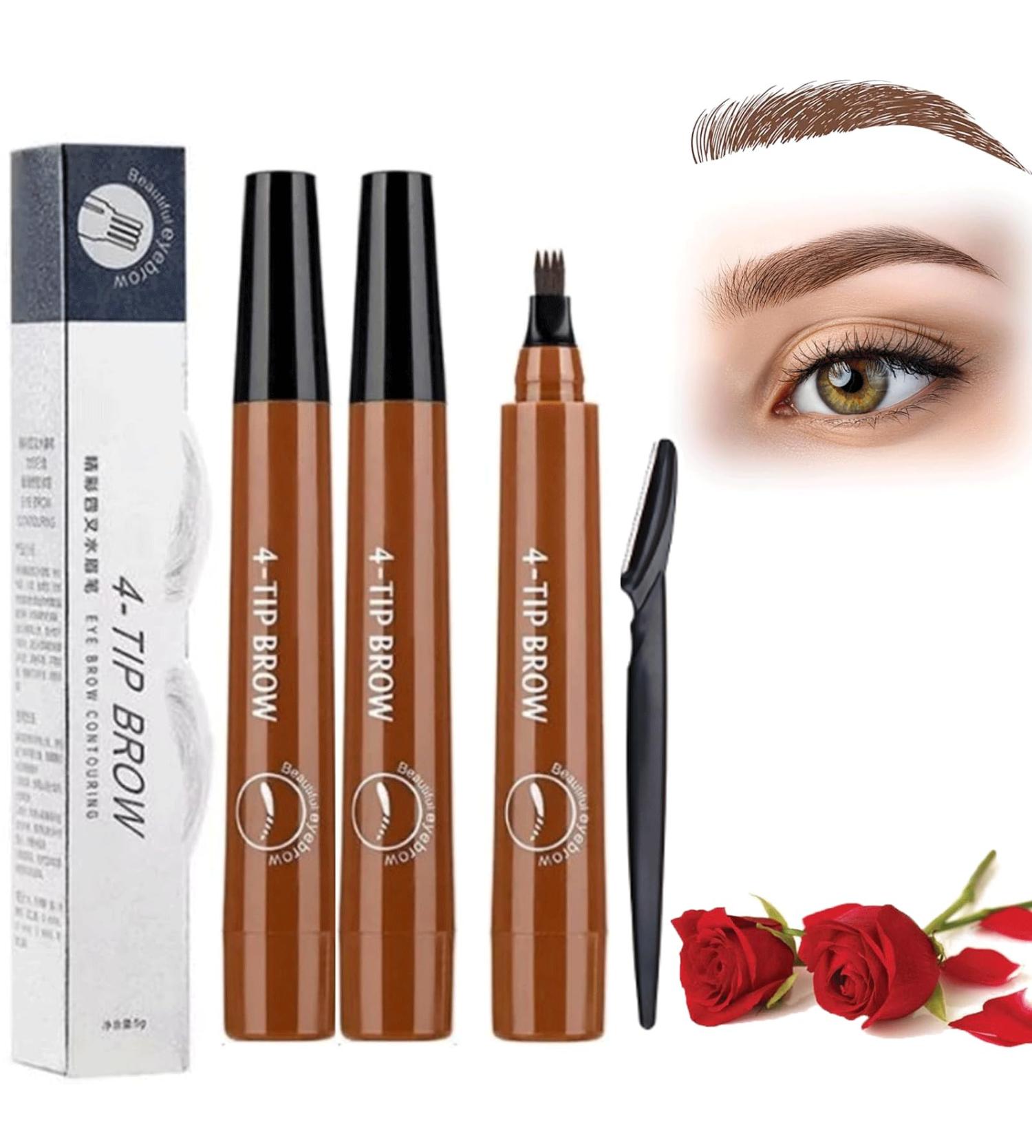 Istorels Brow Pen Istorels Magical Precise Waterproof Brow Pen 4 Tip Microblade Brow Pen Long Lasting Waterproof and Smudge-Proof Natural Eyebrow Makeup (2pcs-LIGHT BROWN) - Buy Online on GoSupps.com