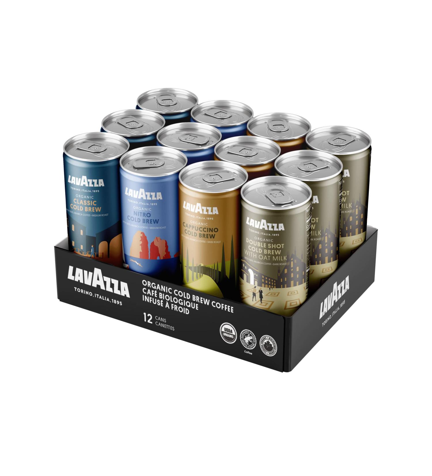 Organic Cold Brew Coffee Variety Pack - 12 Count | Balanced and Complex Flavors | Smooth, Fruity, Sweet | 100% Arabica | USDA Organic & Rainforest Alliance Certified | Medium & Dark Roast - Lavazza - Buy Online on GoSupps.com