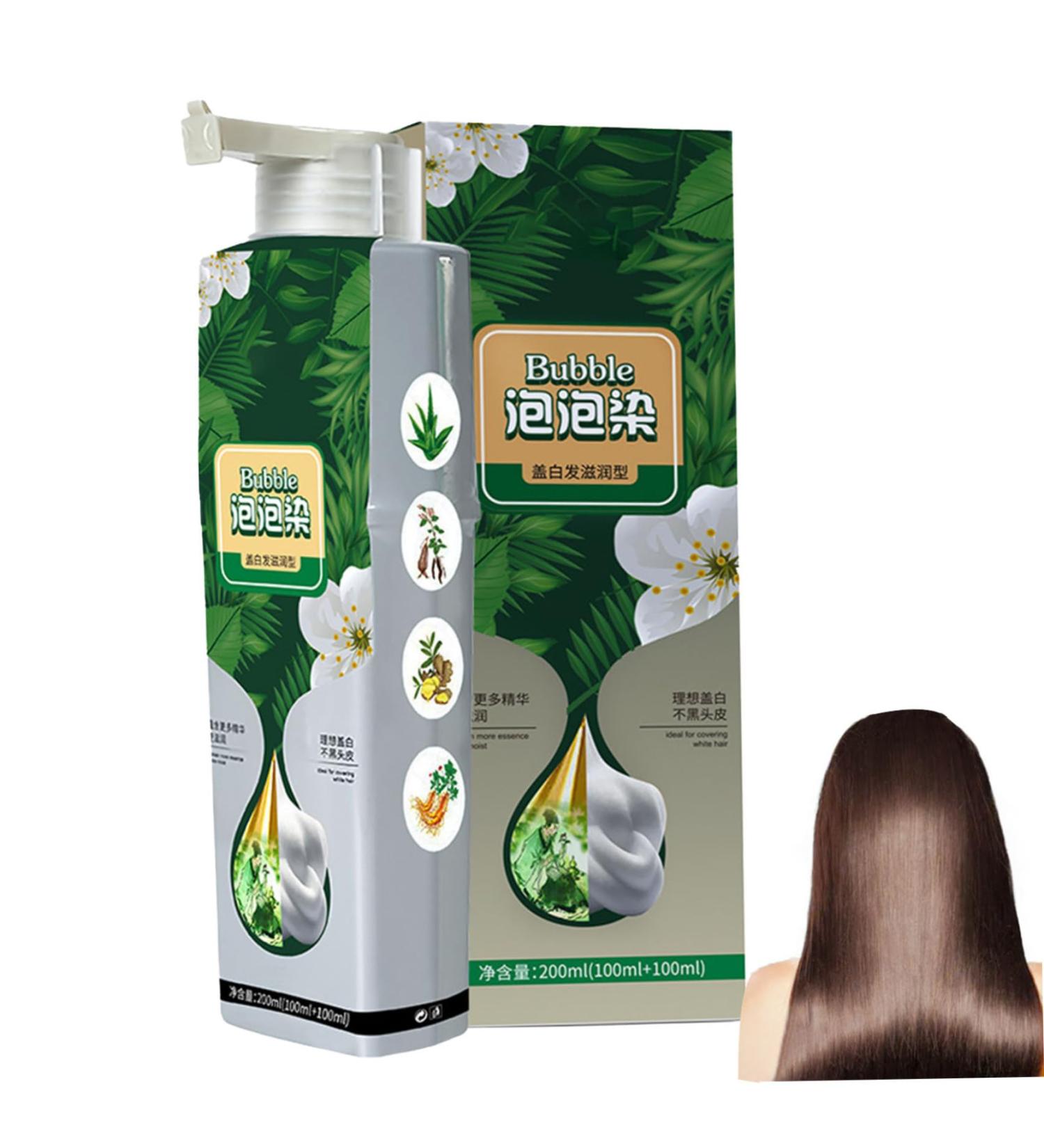1PC Natural Plant Hair Dye Bubble Plant Hair Dye Plant Based Hair Dye for Gray Hair Coverage Hair Color for Men Women Hair Dyeing Cream Gentle Safe for Scalp & Hair Brown 100ml. - Buy Online on GoSupps.com