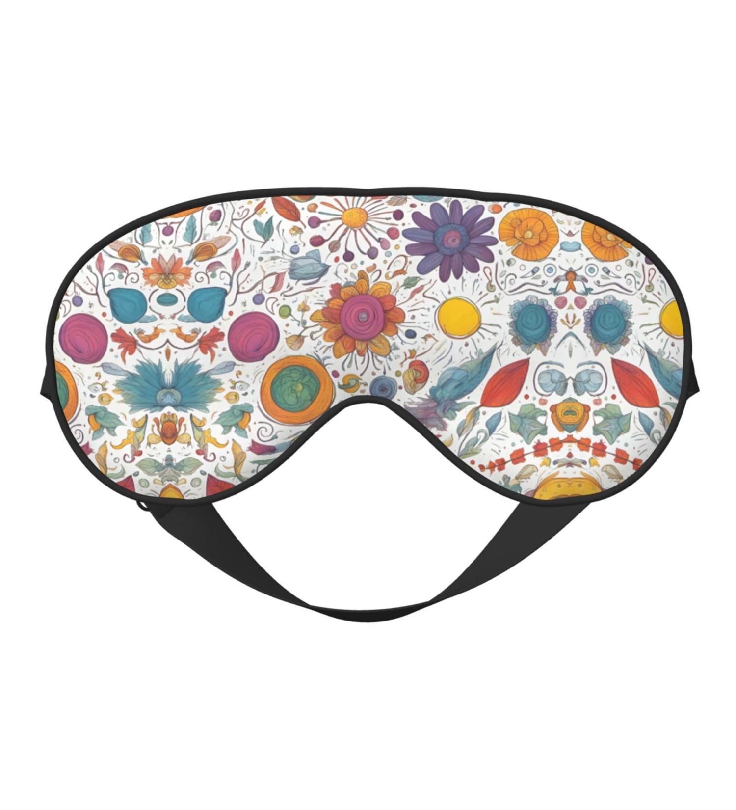 Unisex Colorful Hand Drawn Feathers Sleep Eye Mask - Soft Comfort Eye Shade for Travel Yoga & Shift Work - Buy Online on GoSupps.com