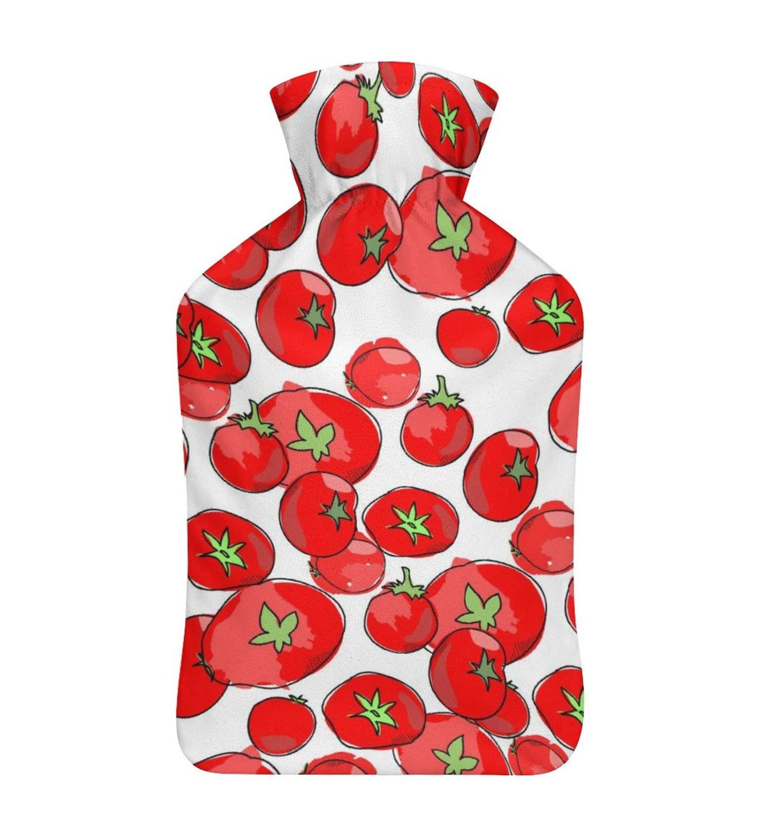 Red Tomato Hot Water Bottle with Plush Cover - Hand Warmer for Adults & Children (26.5x15.3cm) | International Shipping Available - Buy Online on GoSupps.com
