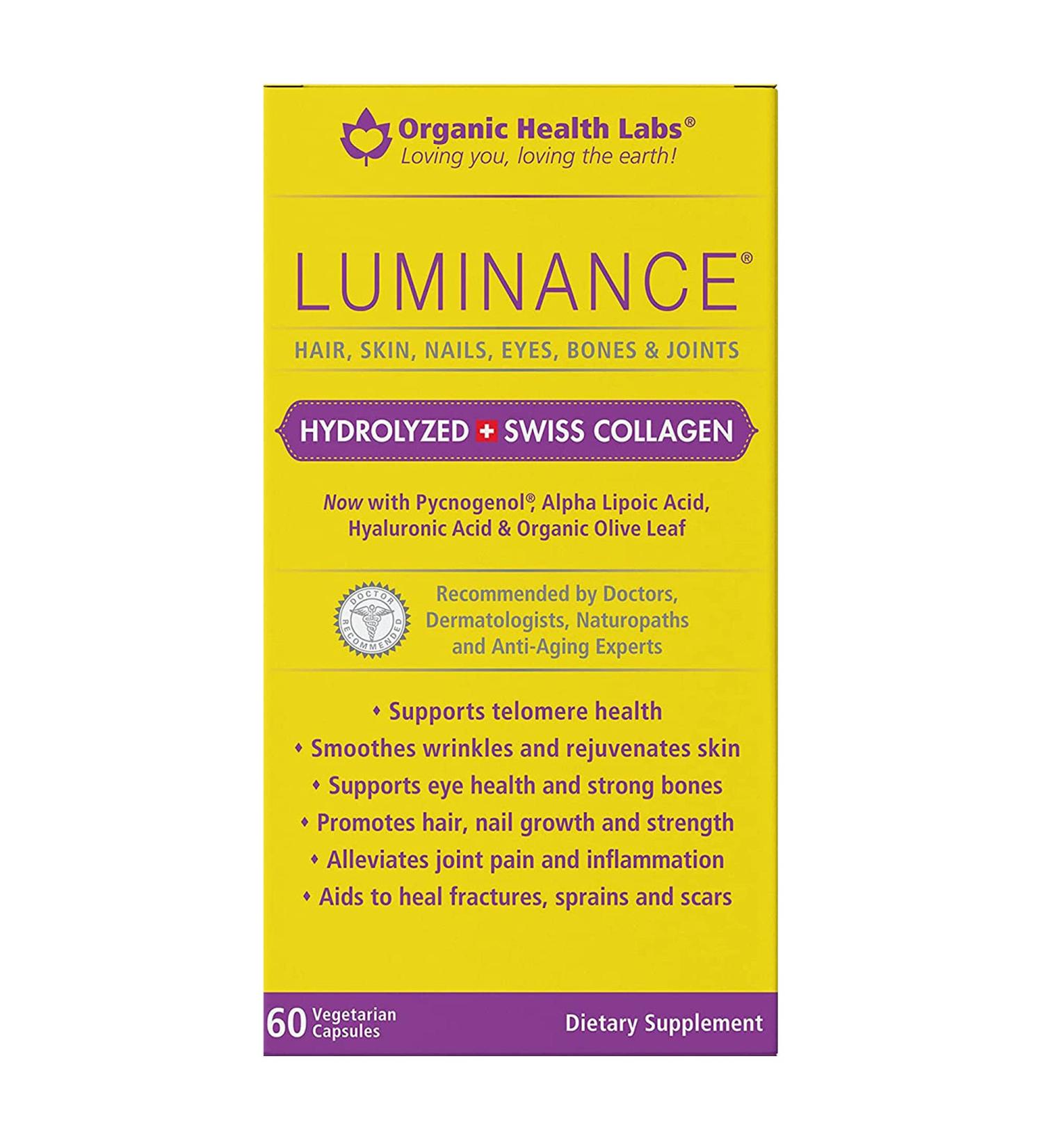 Luminance Multivitamin Collagen - All-Natural Hair Skin Nails Vitamins - 60 Veggie Capsules - Organic Health Labs - Buy Online on GoSupps.com