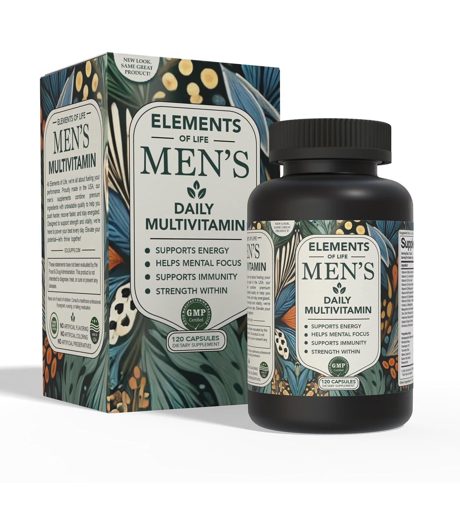 Multivitamin for Men with Vitamin D K2 Zinc Vitamin B12 A E B6 Calcium Immune Health & Energy Support Daily Mens Multivitamins Gluten Free Vegan Unflavored Supplements (120 Capsules) - Buy Online on GoSupps.com