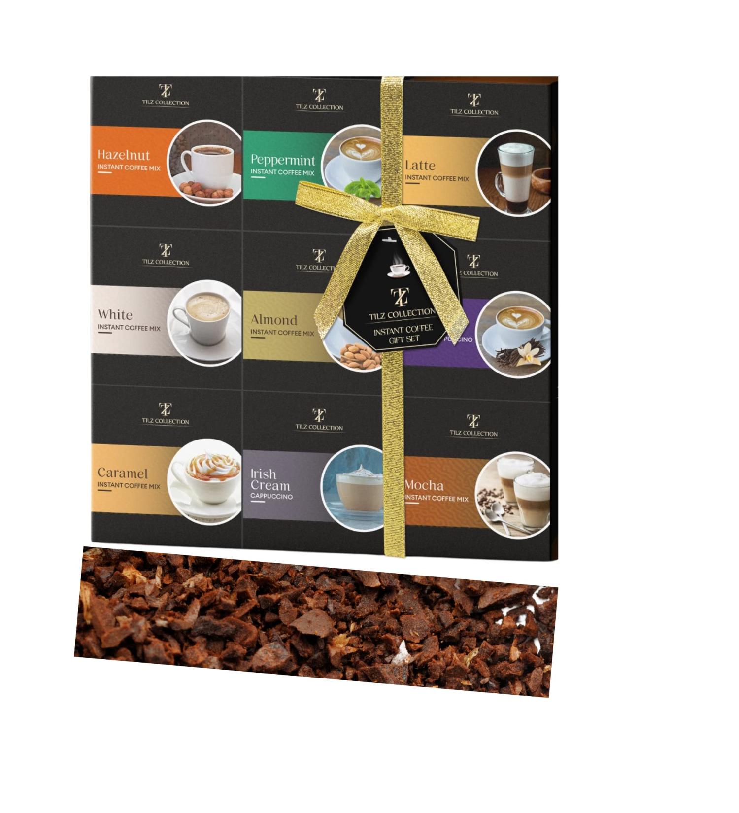 Instant Coffee Selection Gift Set | Luxury Coffee Gift Sets | Coffee Lovers Gifts | 9 Assorted Instant Coffee Mix Flavours | Christmas Food Gifts | Stocking Fillers | Men | Women | Adult Xmas Hampers