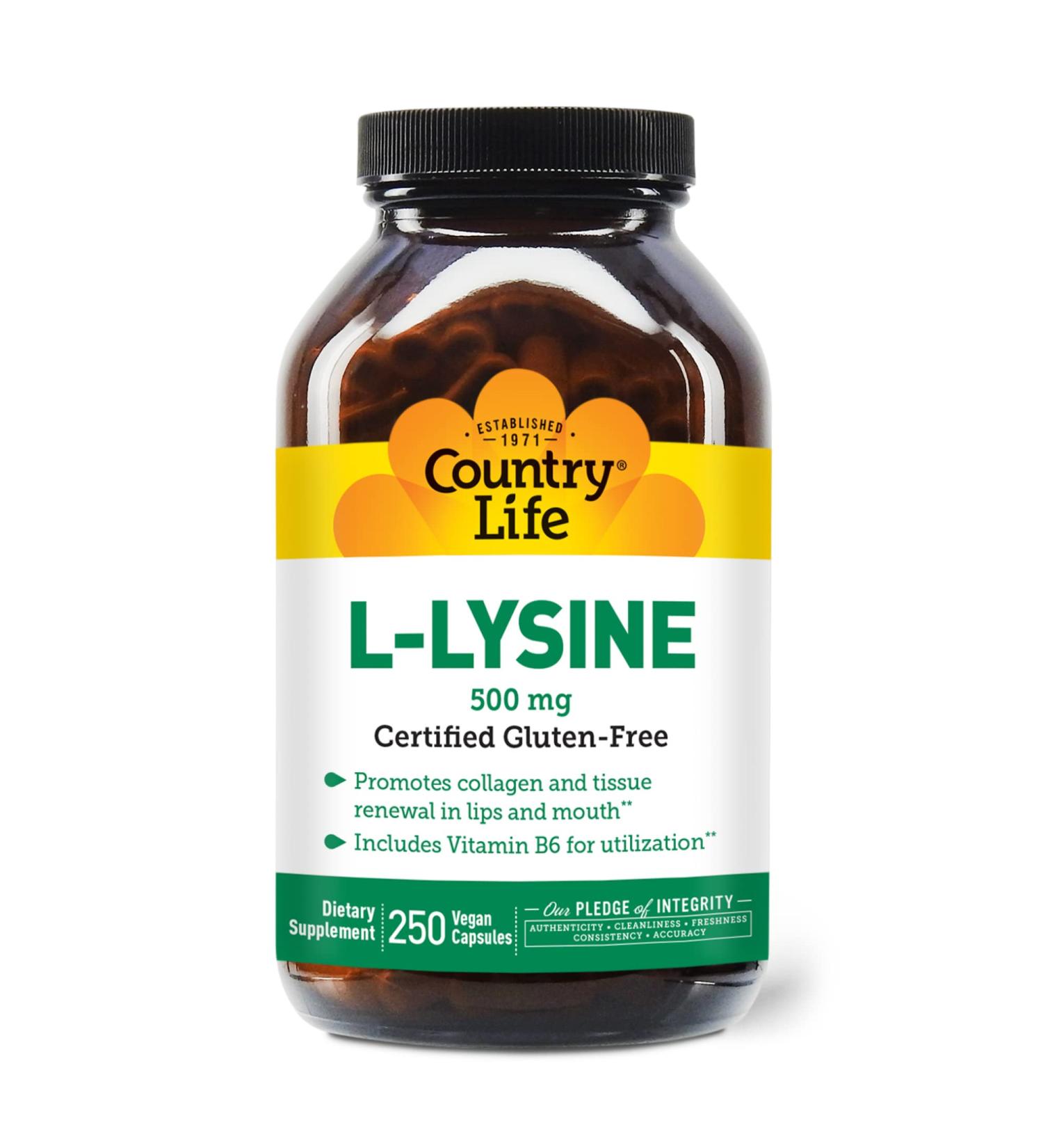 Country Life L-Lysine 500mg with B-6 250-Count - Boost Immune System and Overall Health - Buy Online on GoSupps.com