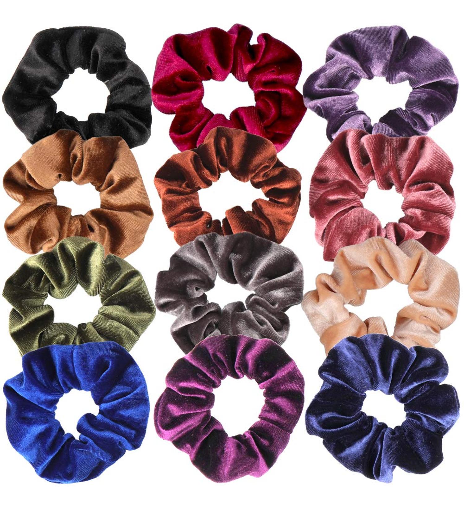 H&S Velvet Hair Scrunchies for Thick & Curly Hair - 12pcs Colorful Set for Women - Stretchable Hair Accessories - Buy Online on GoSupps.com