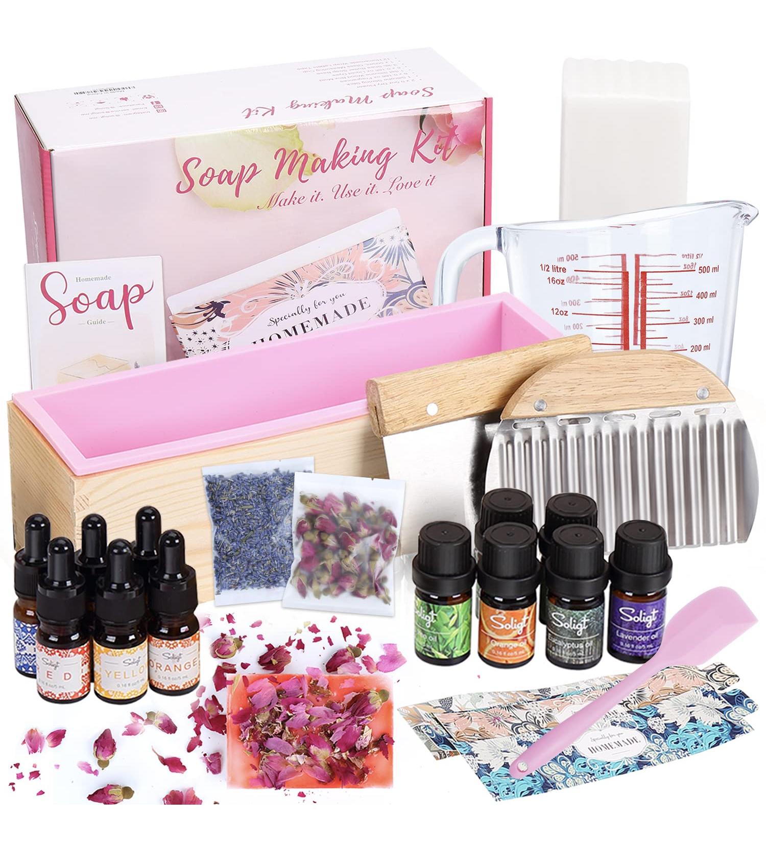 Melt & Pour Shea Butter Soap Making Kit with Base, Measuring Cup, Dyes, and Mold Set - Buy Online on GoSupps.com