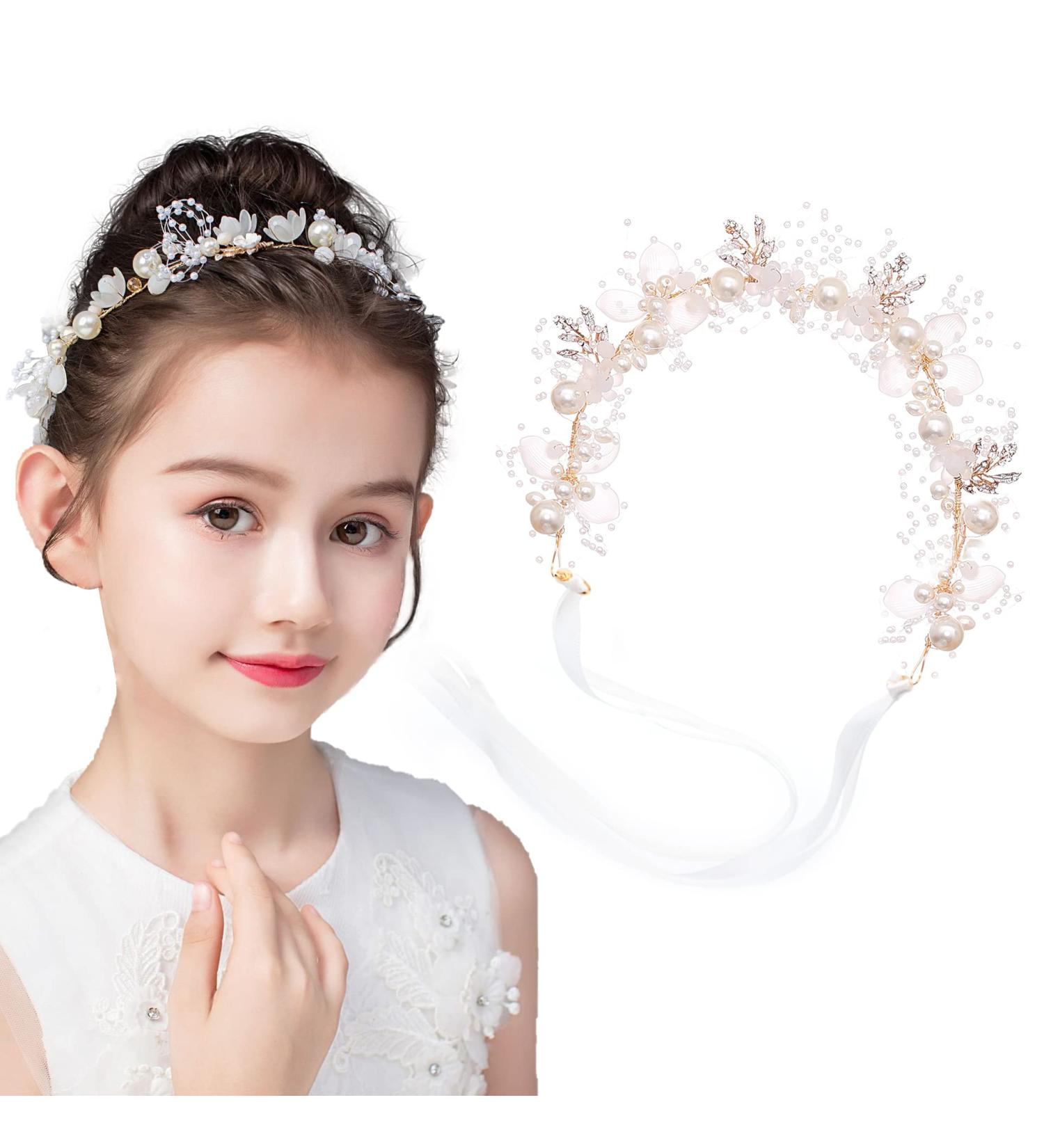 Crystal Flower Headband for Flower Girls - White Bridal Hair Vine - Buy Online on GoSupps.com