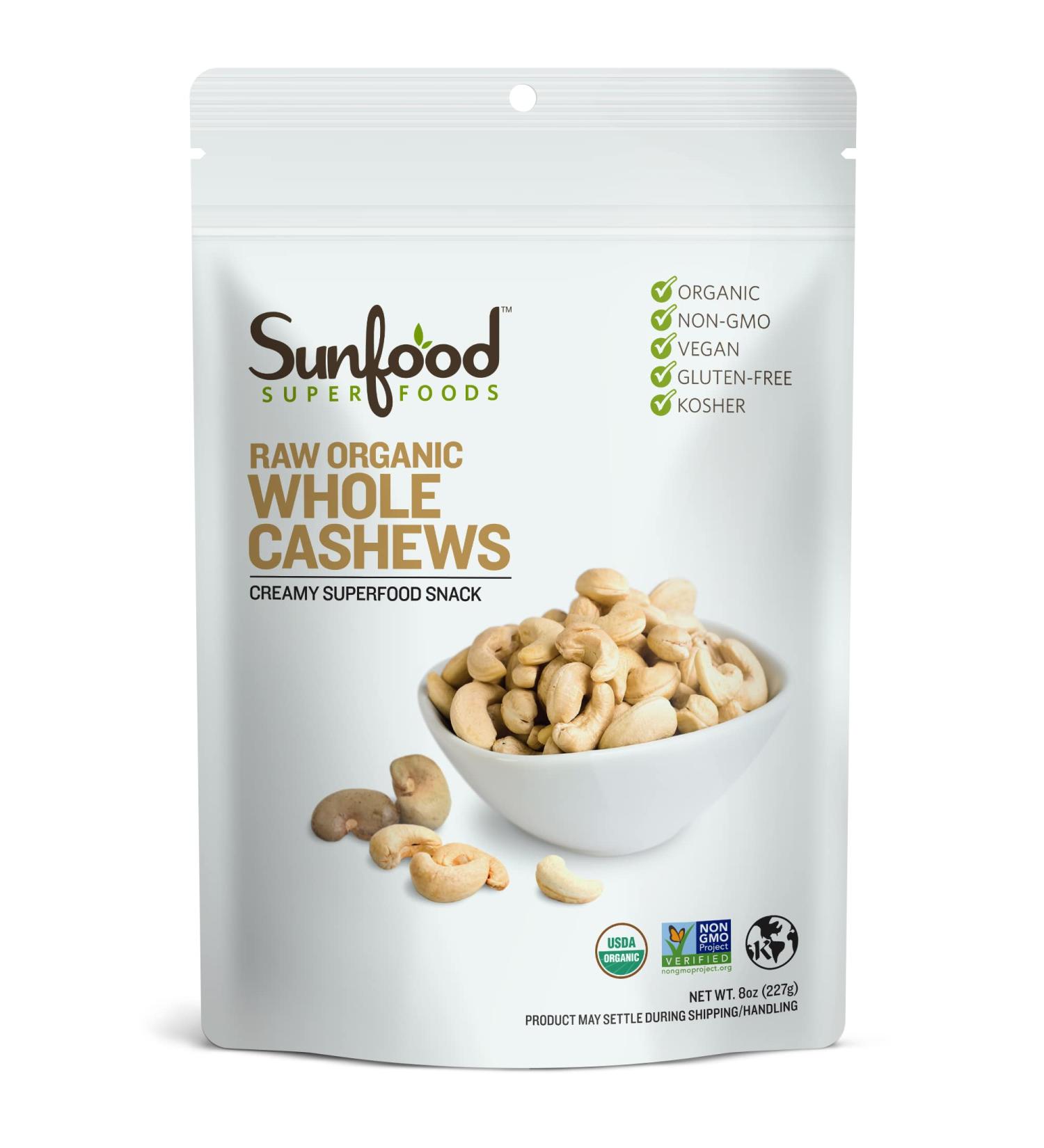 Sunfood Creamy Whole Cashews 8 oz - Premium Quality & Nutrition - Buy Online on GoSupps.com