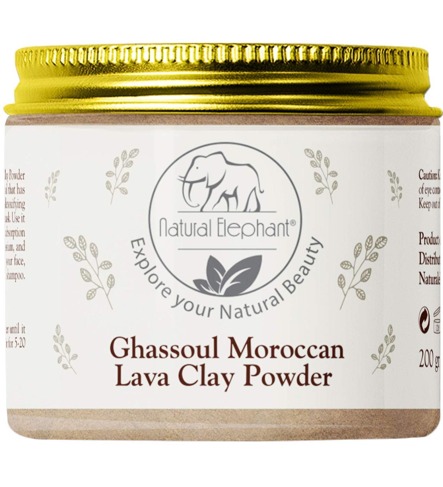 Natural Elephant Ghassoul Moroccan Lava Clay Powder | 100% Pure & Natural | 200g Jar (7oz) - Best for Skin & Hair Care - Buy Online on GoSupps.com