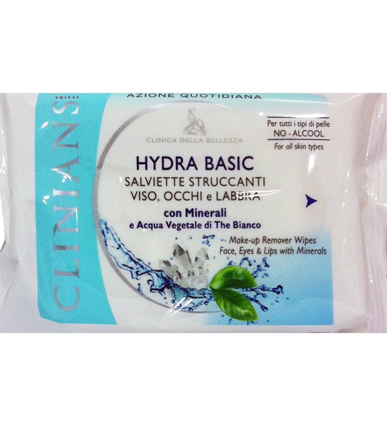 CLINIANS 6 x CLINIANS Hydra Basic Salv. Make-Up Removers for Face Eyes and Lips 25 Pieces