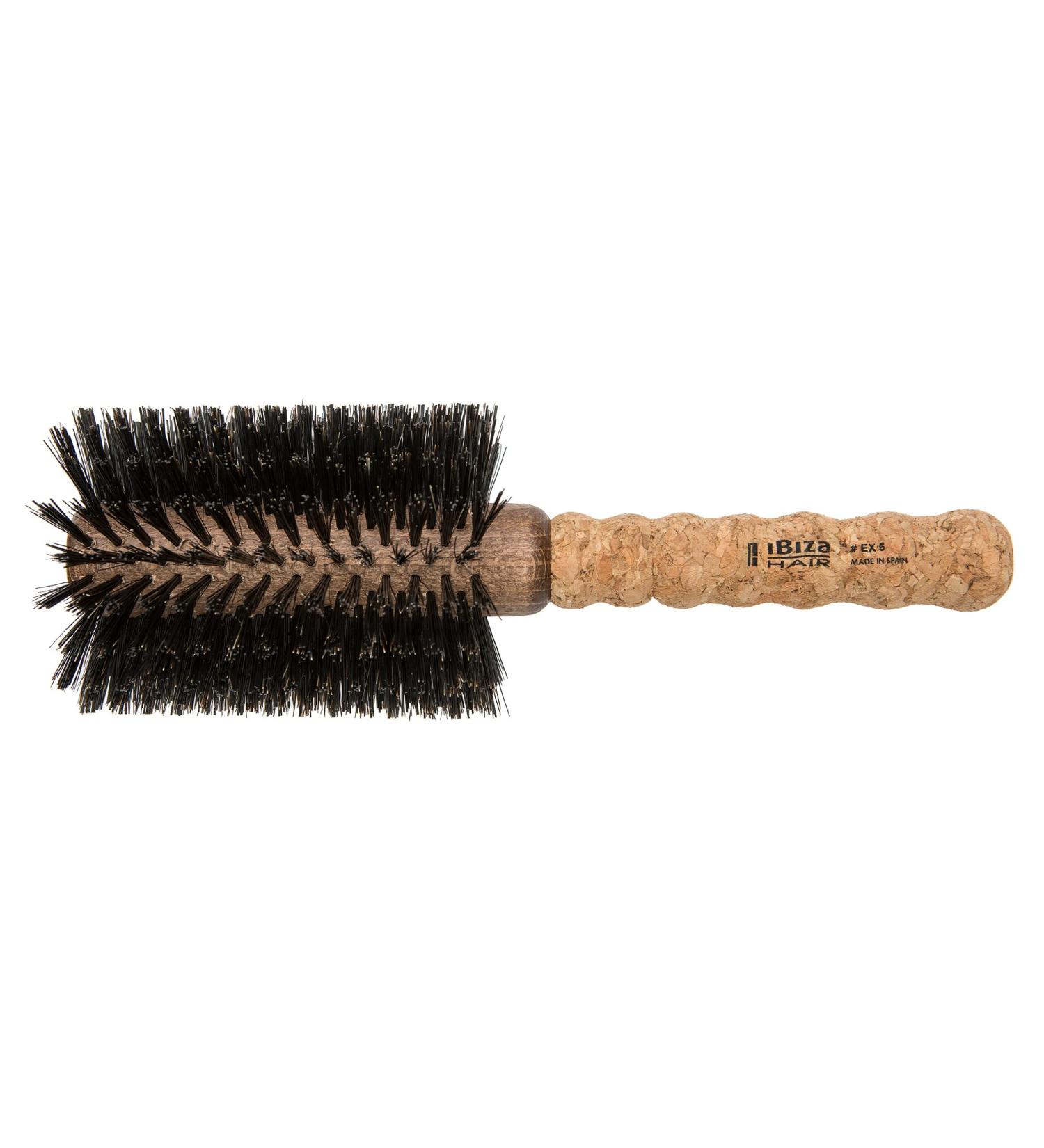Ibiza Hair Professional Round Boar Hair Brush - Lightweight Cork Handle, Reinforced Bristles - Adds Texture & Shine for Medium to Long Hair - Buy Online on GoSupps.com