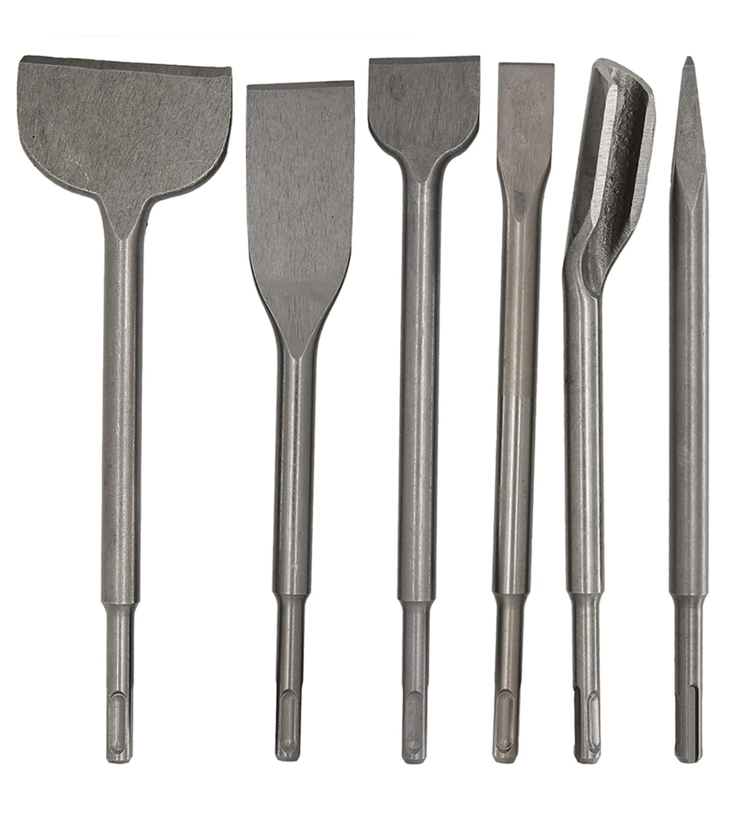 SDS Plus Hammer Drill Chisel Set  Rotary Hammer Bits Set Including Tile chisel  Grooving Chisel  Scrapping Chisel  Flat Chisel  Point Chisel  Scaling Chisel for Tile Masonry Concrete Brick Stone Work - Buy Online on GoSupps.com