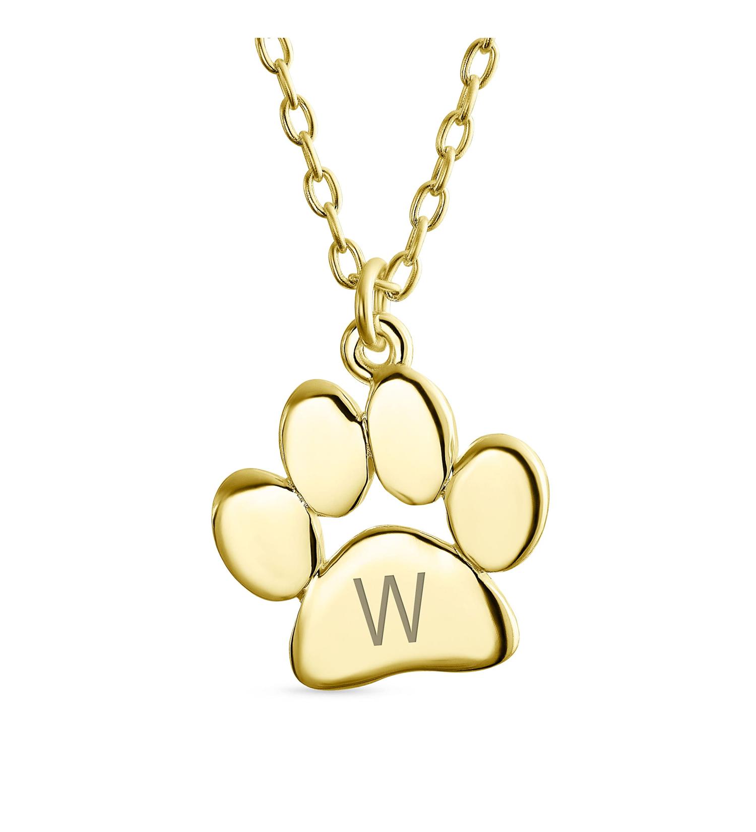 Personalized Initialee A-Z Pet Paw Pod Necklace | Stunning Dog & Cat Jewelry for Women & Teens in Polished Rose & Yellow Gold - .925 Sterling Silver - Buy Online on GoSupps.com