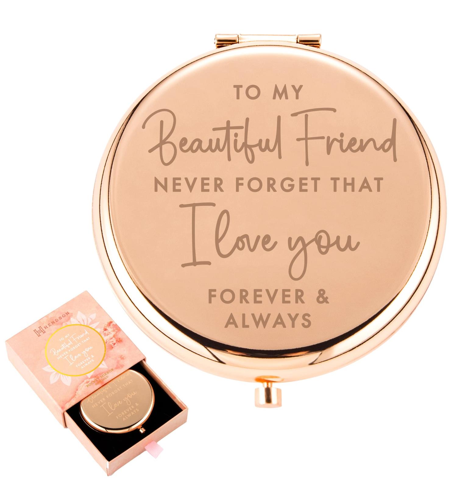 Sentimental Best Friend Birthday Gift - Friendship Gifts for BFF | Rose Gold Compact Mirror - Buy Online on GoSupps.com