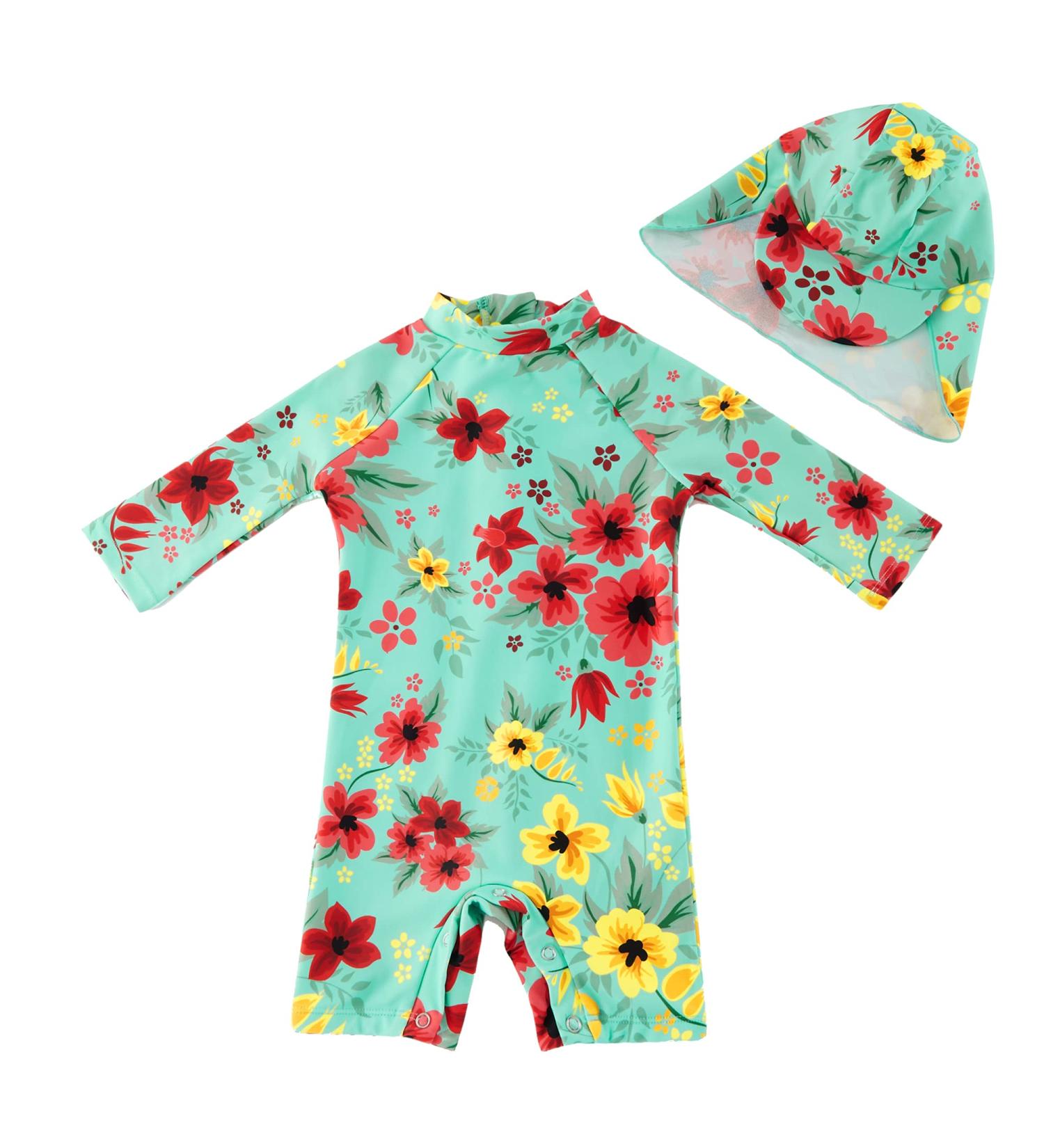 Upandfast Baby Zipper Swimwear with Snap Bottom UPF 50+ Sun Protection - Light Green (9-12 Months) - Buy Online on GoSupps.com