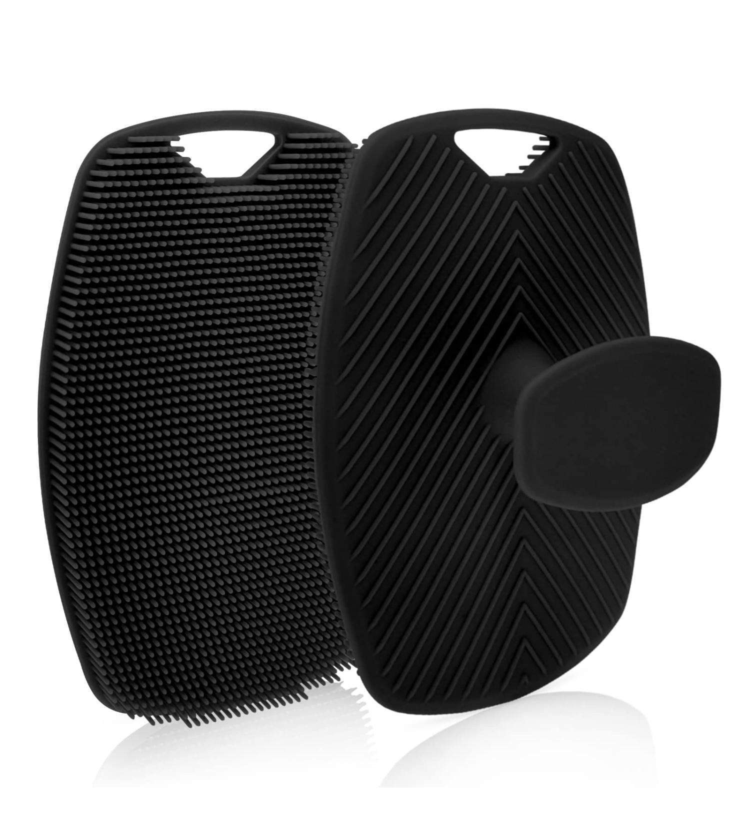 Men's Soft Silicone Body Scrubber | Exfoliating & Nourishing | Lather Boosting Bristles | No-Slip Handle | Easy to Clean | Black (1pc) - Buy Online on GoSupps.com
