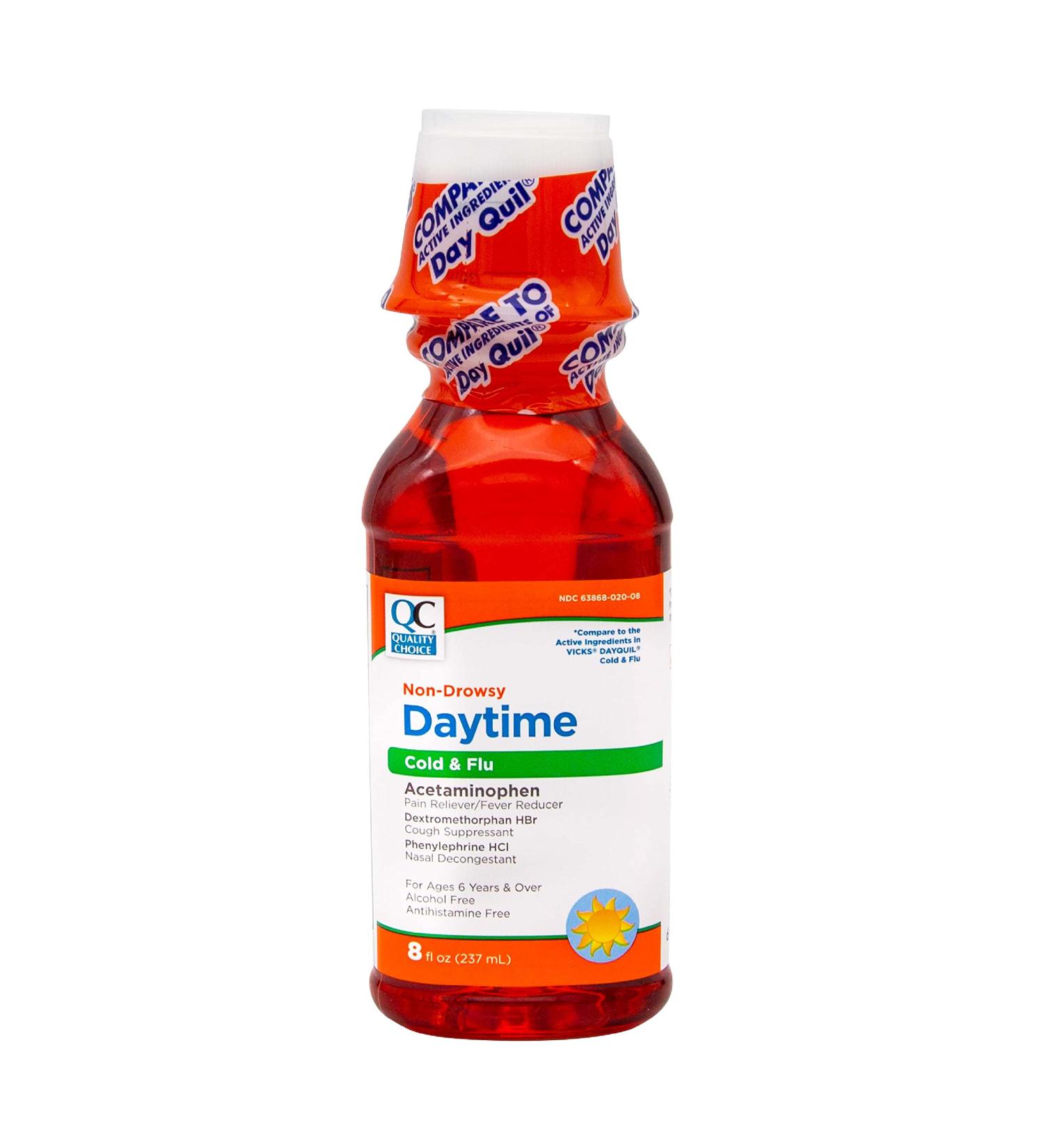Quality Choice Daytime Non-Drowsy Cold & Flu Relief Liquid - 8 Ounces - Buy Online on GoSupps.com