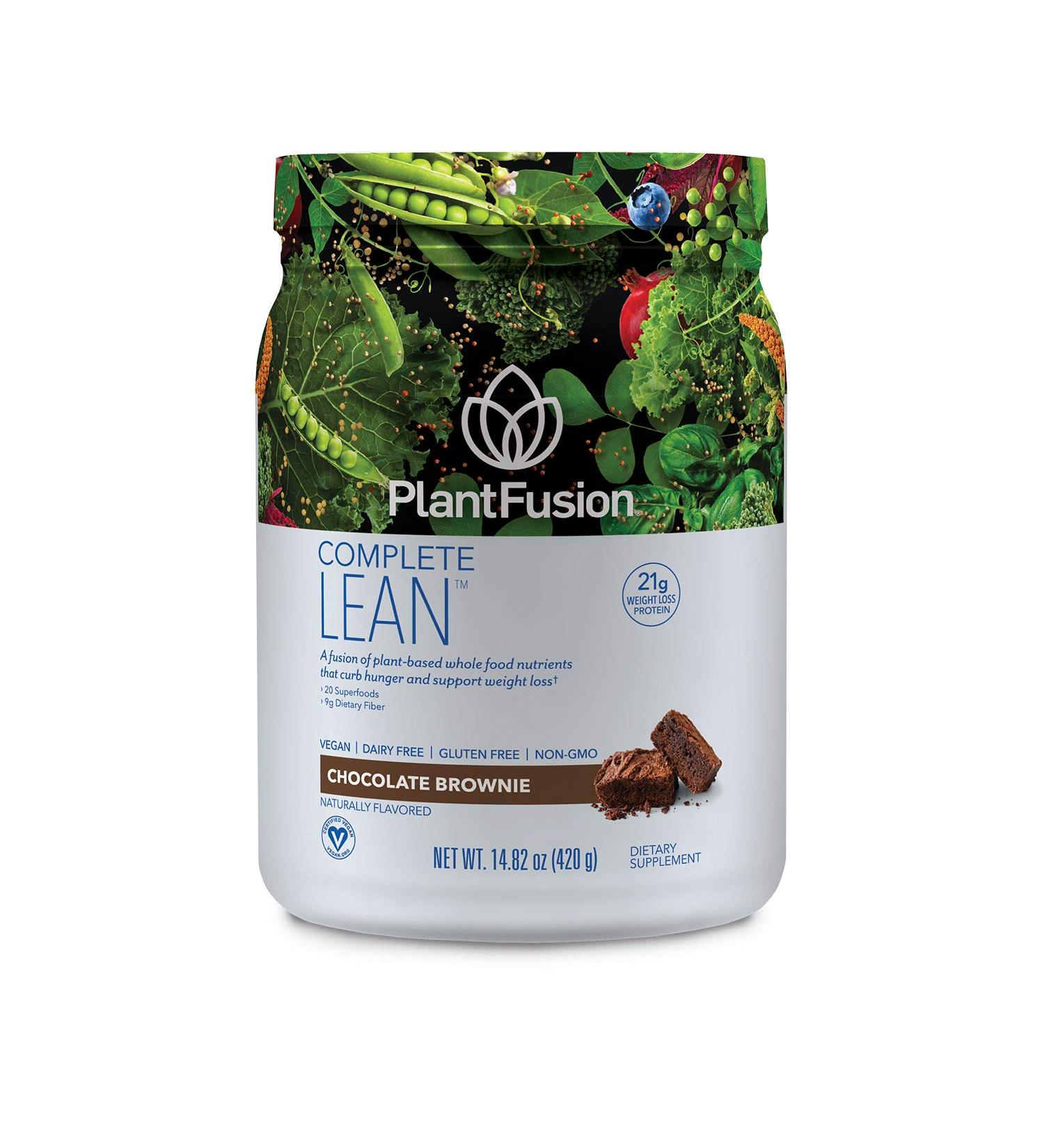 PlantFusion Complete Lean Protein Powder - Vegan, Gluten-Free, Weight Loss Support, Blood Sugar Control, Chocolate Brownie, 1 LB - Buy Online on GoSupps.com