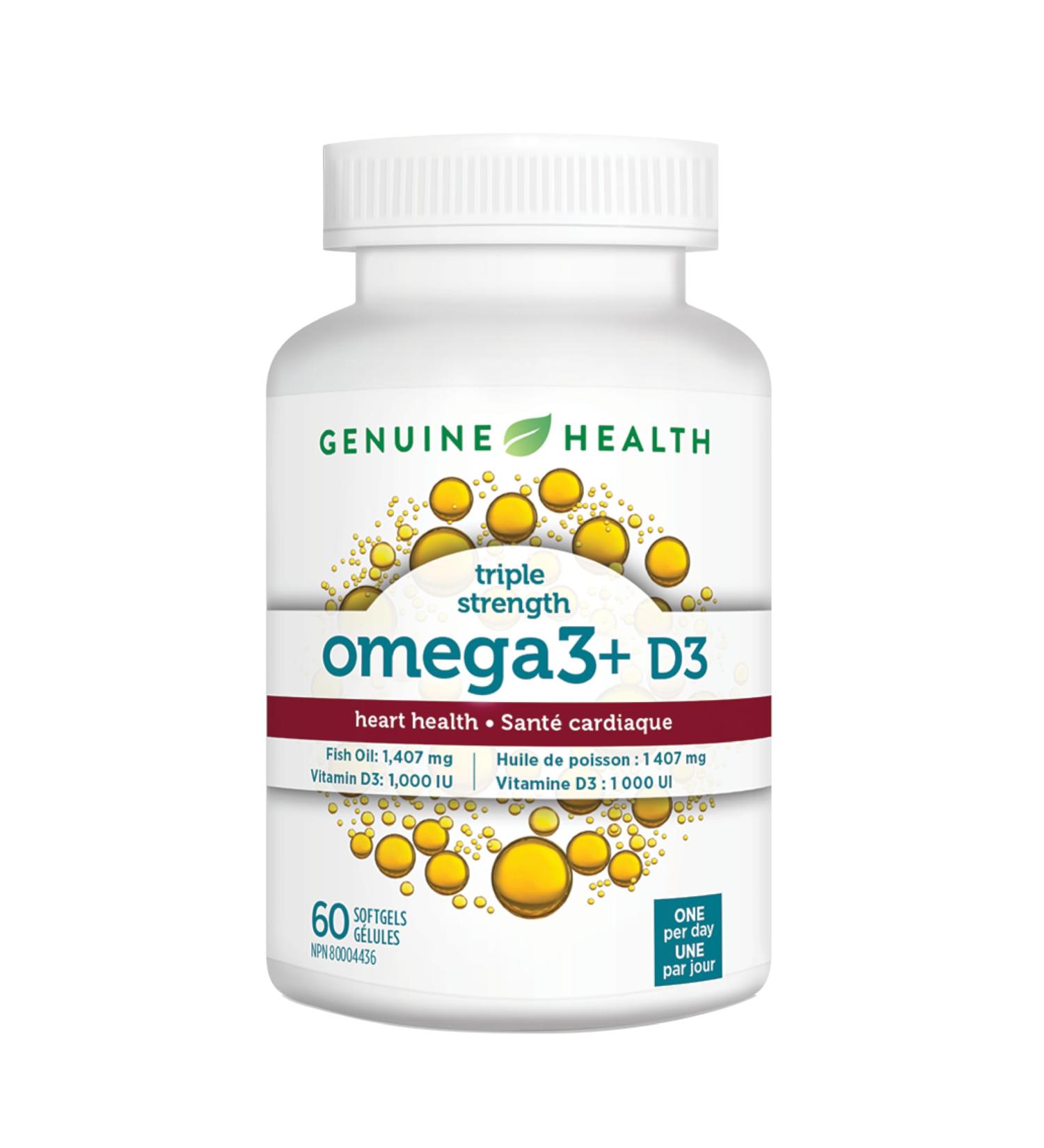 GENUINE HEALTH Triple Strength D3 Omega3 60 CT - Buy Online on GoSupps.com
