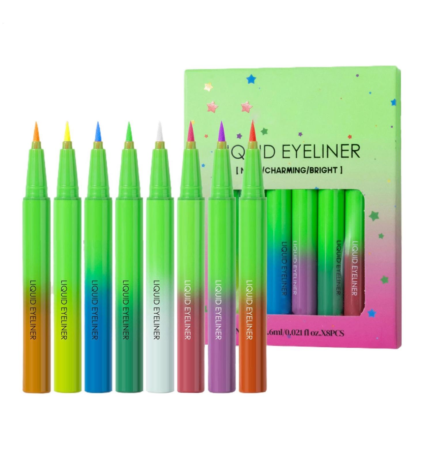 Colorful Neon Neon Pencil Liquid Eye Liner | Colored Neon Liquid Eyeliners Pen 8x - Bright Eye Makeup Colors Durable Stain Resistant Eye Liner for All Purpose Wear - Buy Online on GoSupps.com