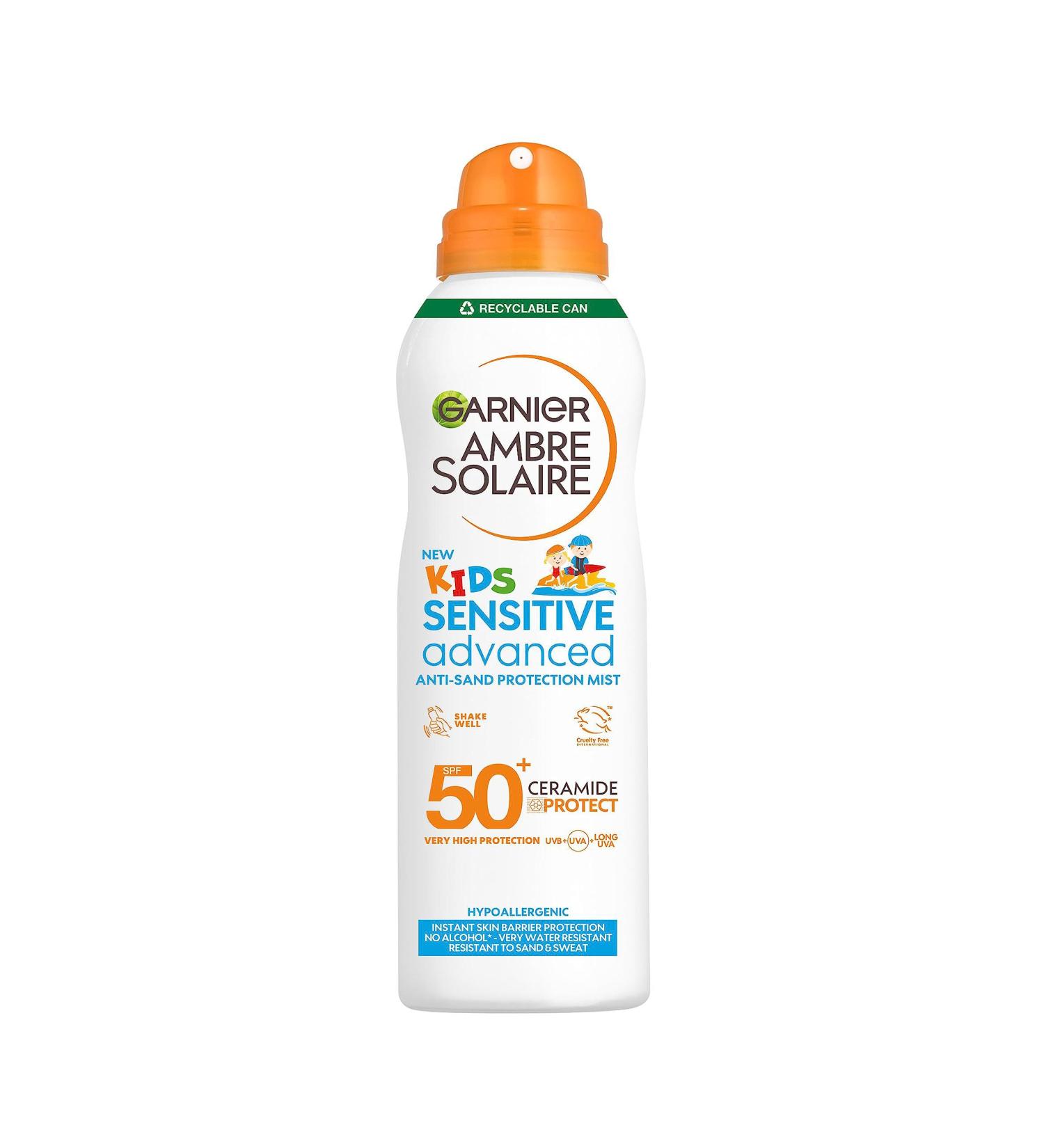 Garnier Ambre Solaire SPF 50+ Kids Anti-Sand Mist Sun Protection Spray 150ml - Buy Online on GoSupps.com